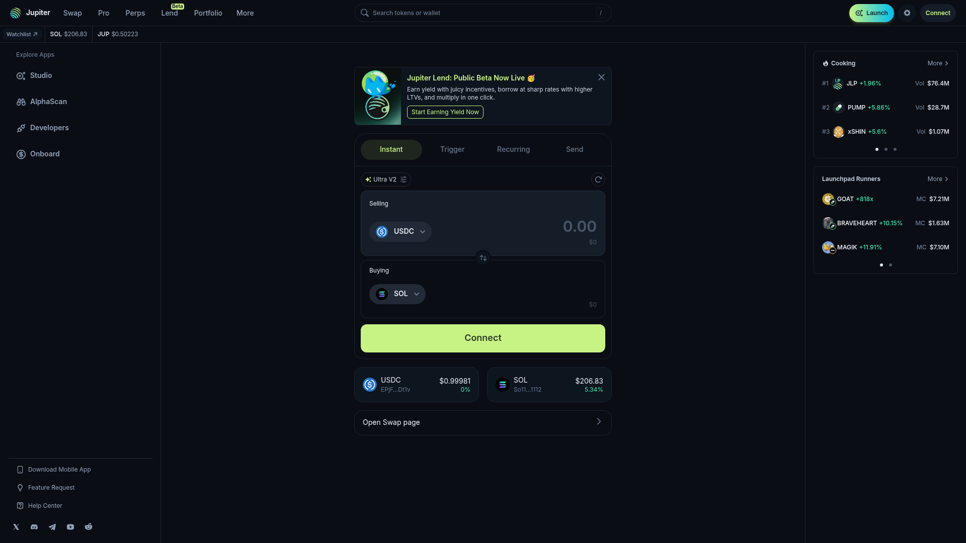 Jupiter website screenshot