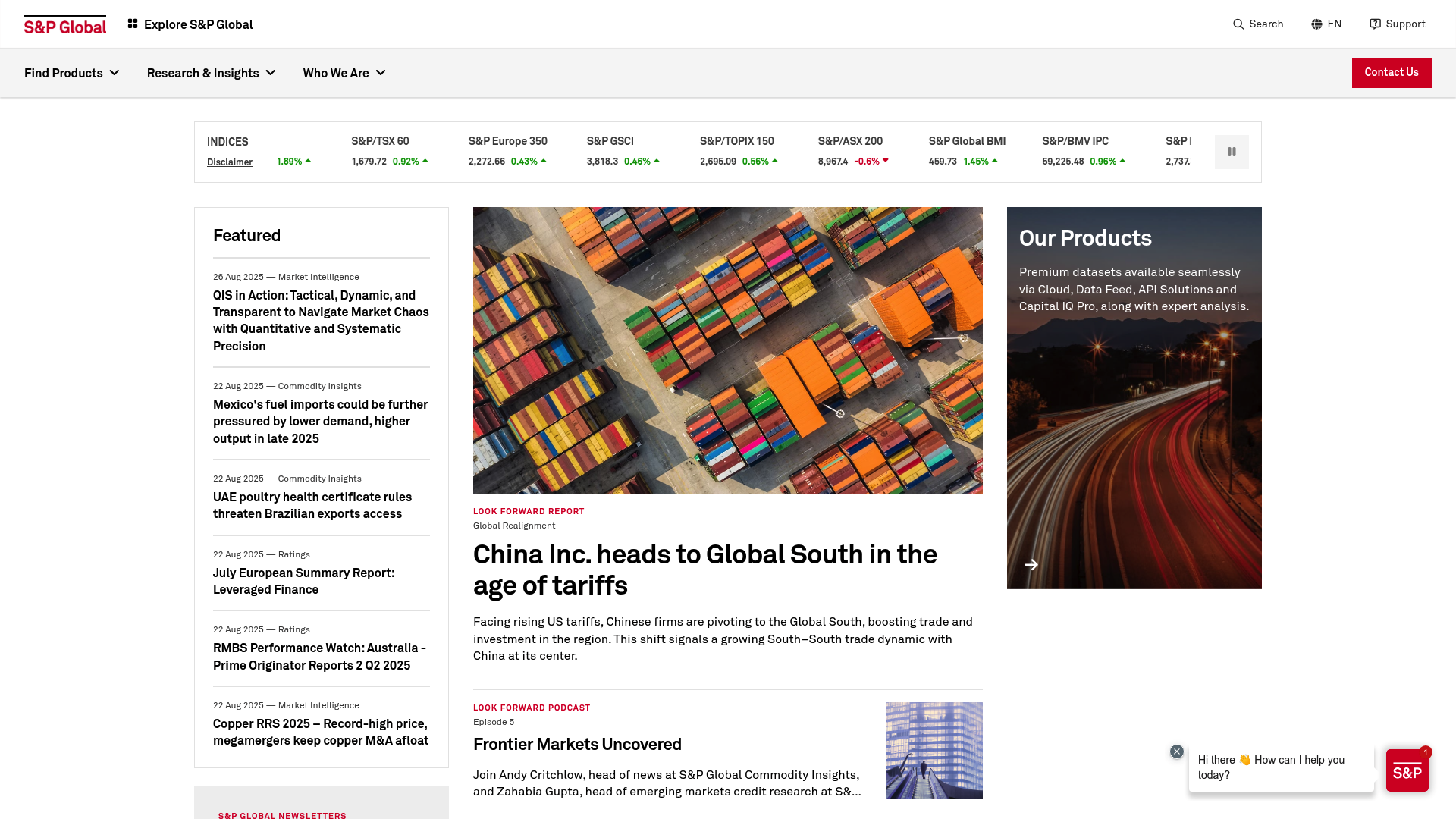 S&P Global website screenshot