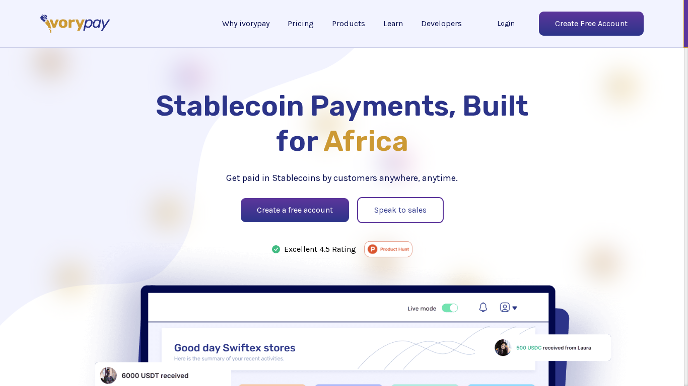 Ivorypay website screenshot