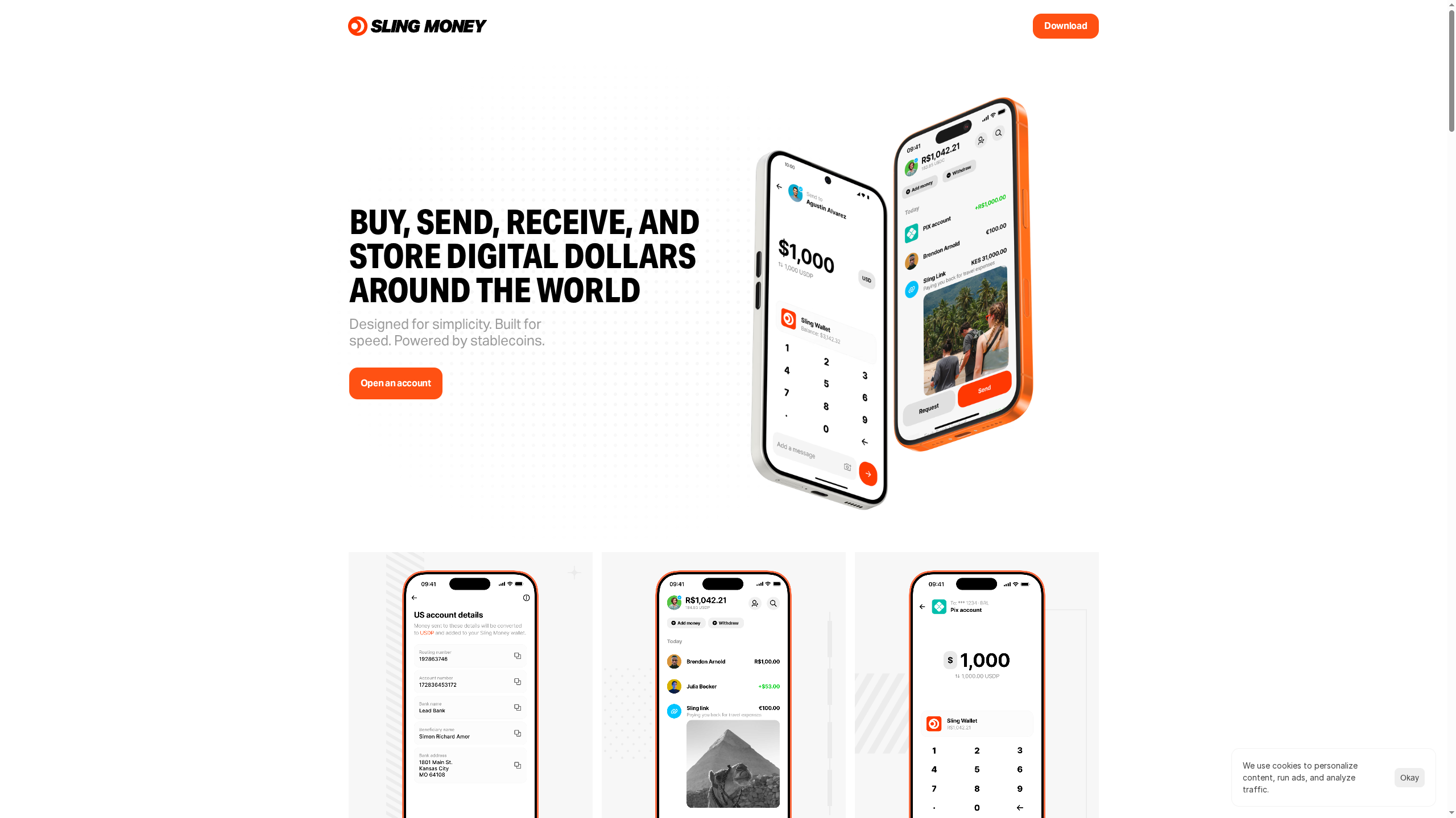 Sling Money website screenshot