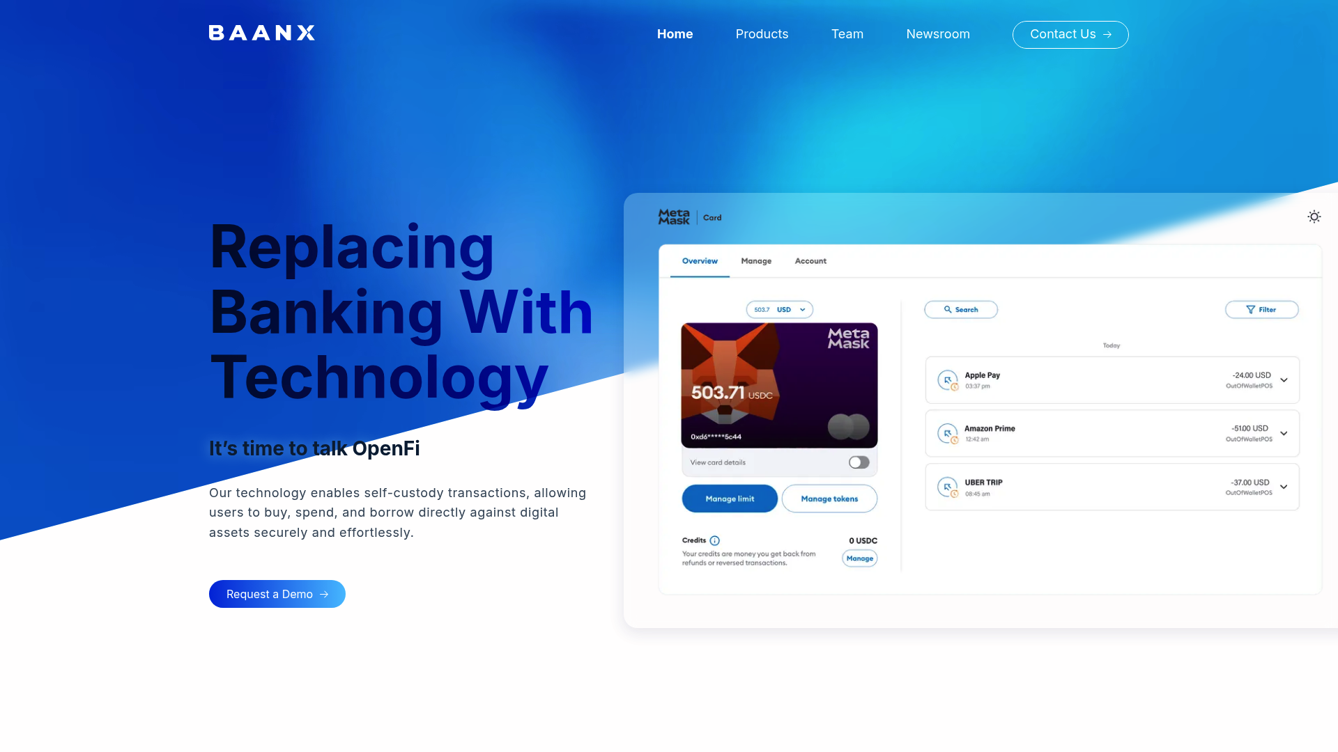 Baanx website screenshot