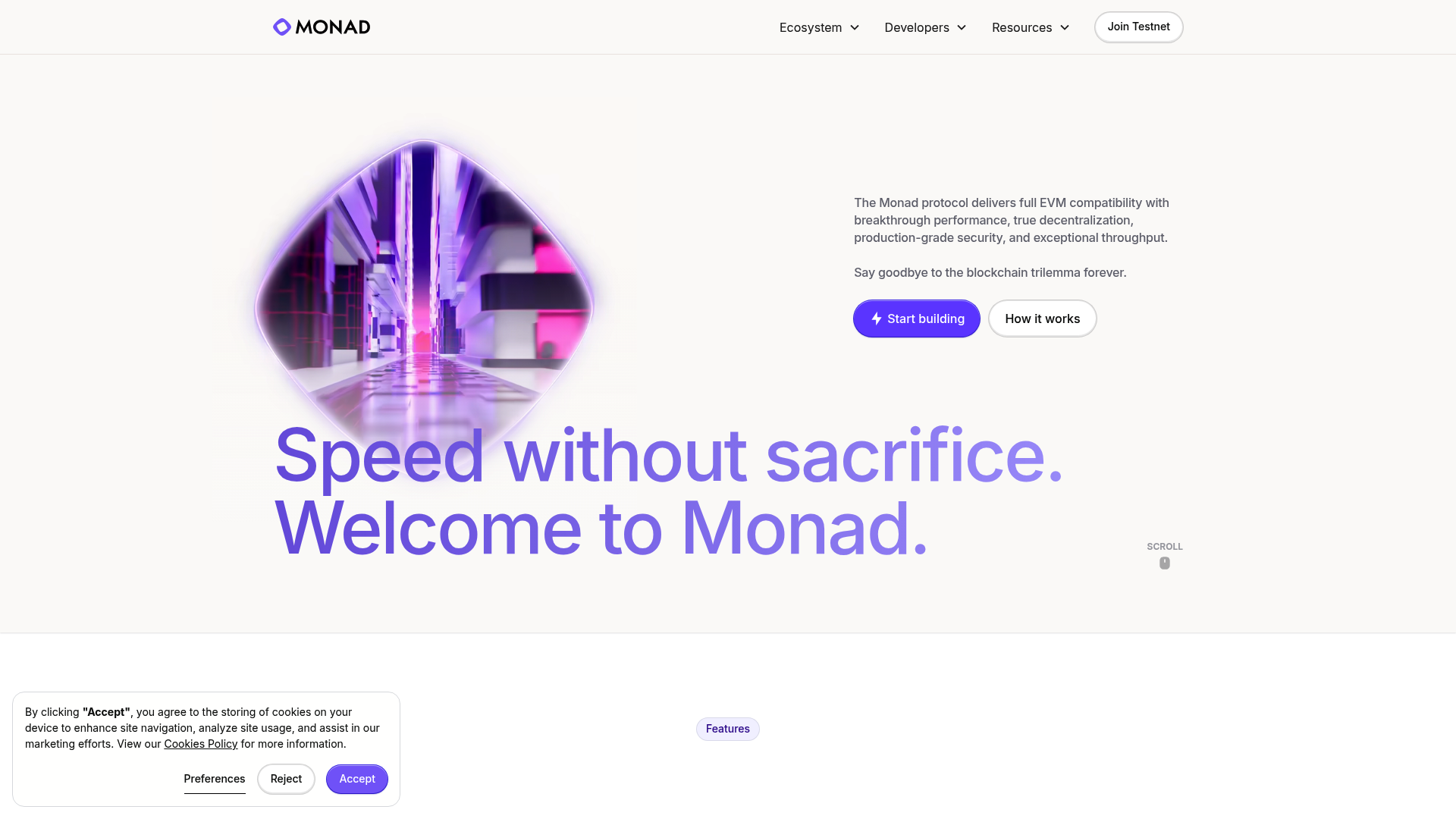 Monad website screenshot