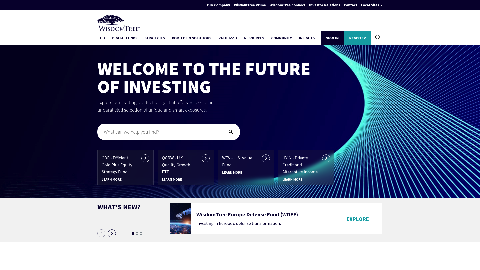 WisdomTree website screenshot