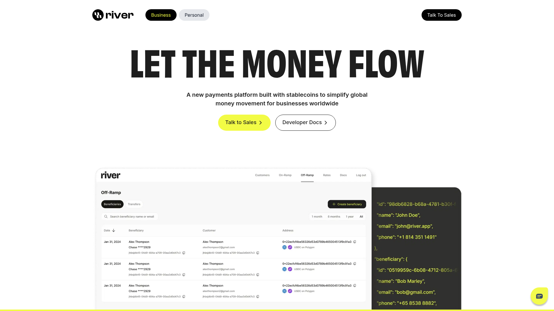 River website screenshot