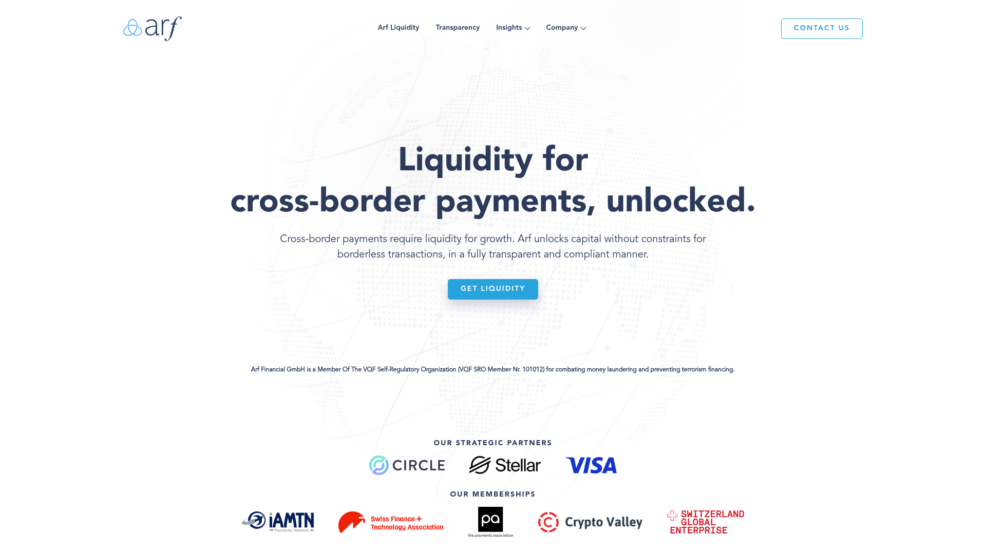 Arf website screenshot