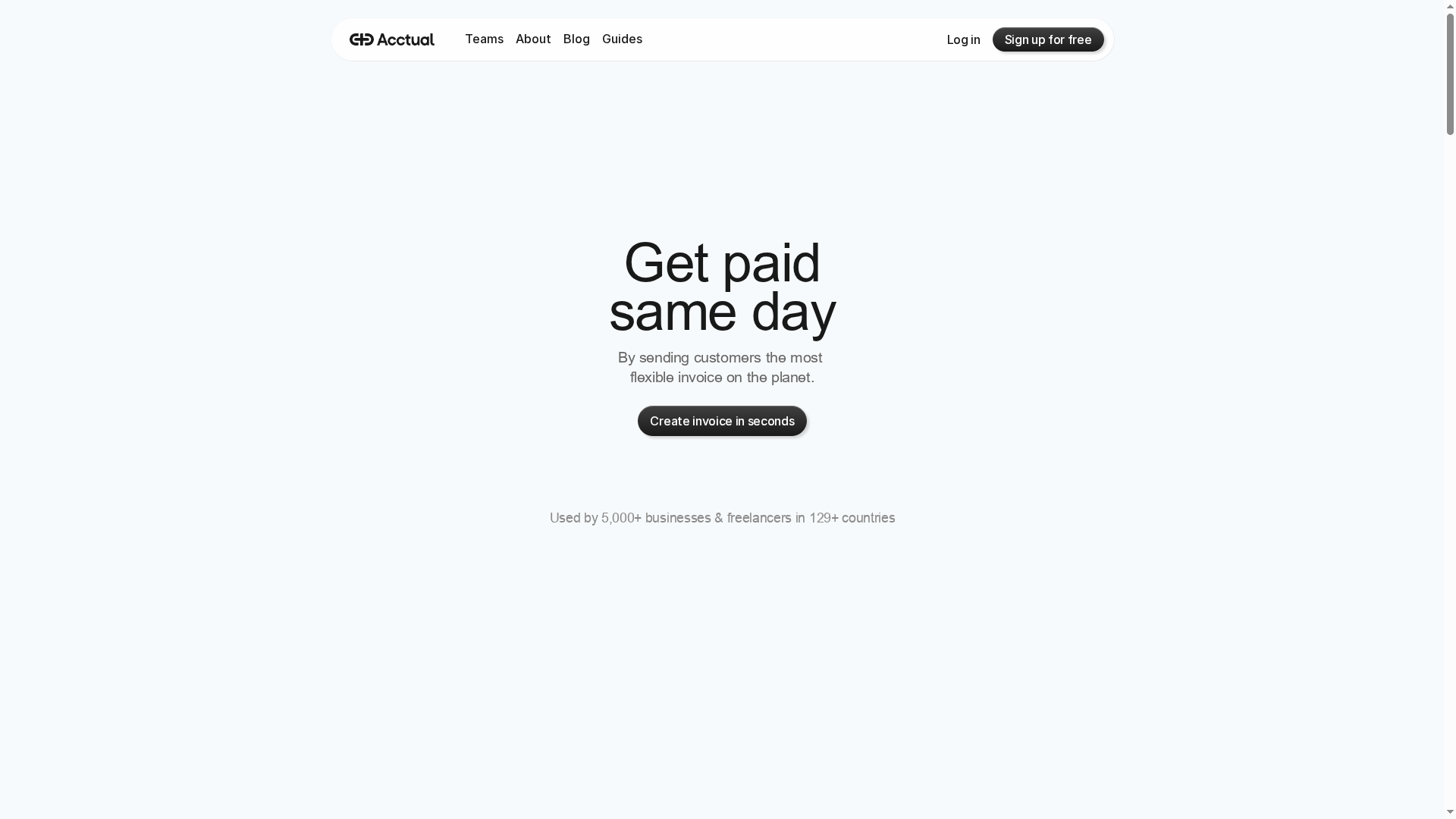 Acctual website screenshot
