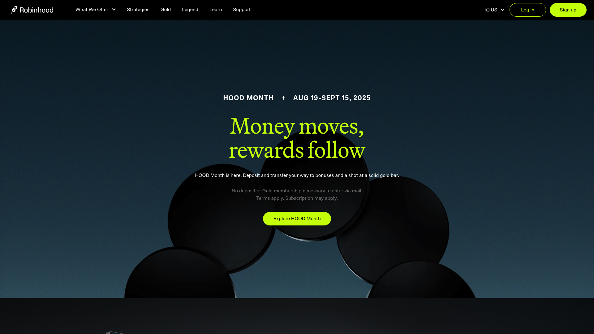Robinhood website screenshot