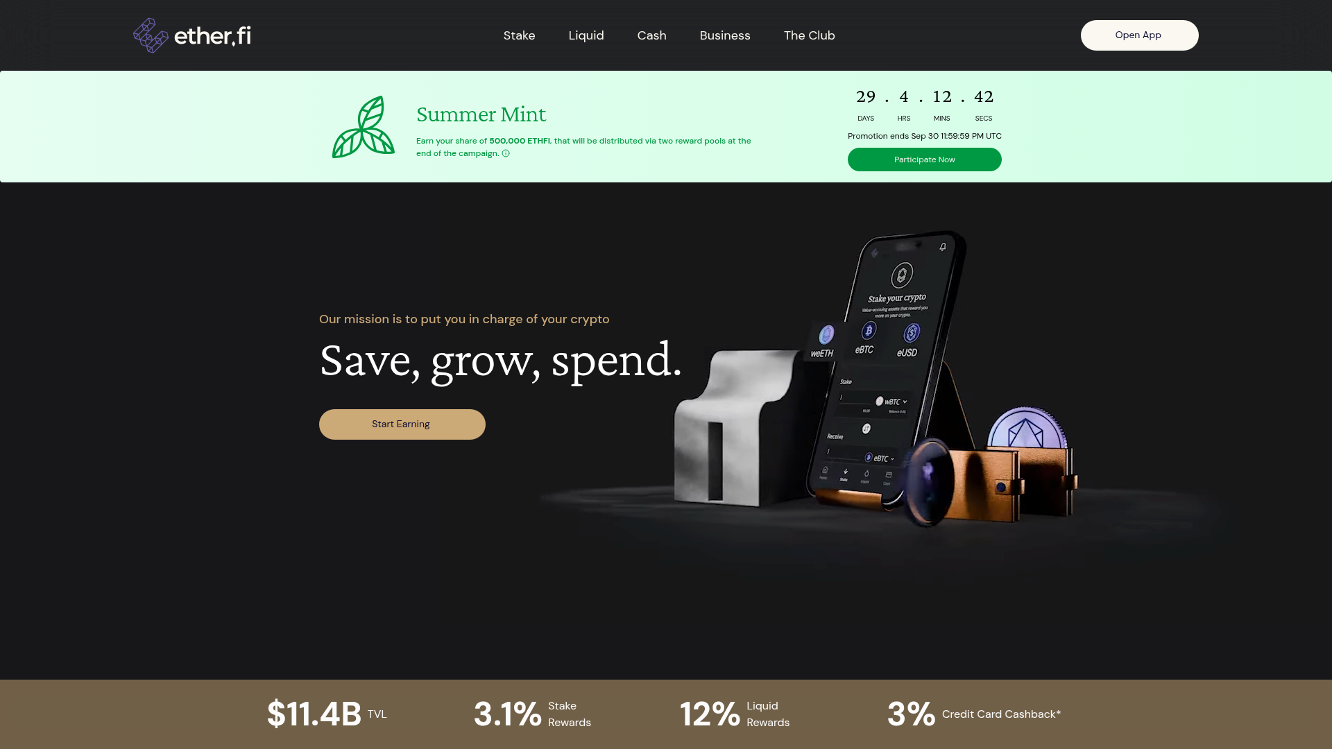 Etherfi website screenshot