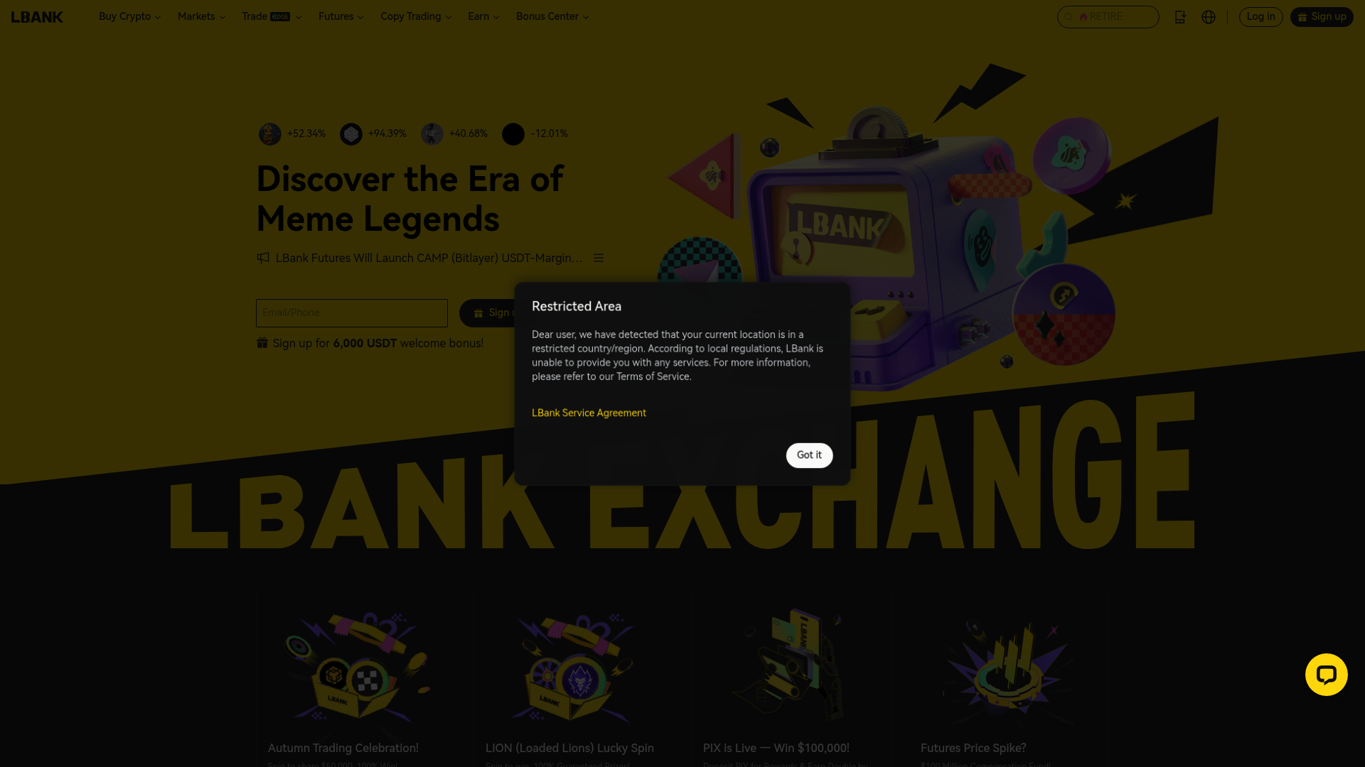 LBank website screenshot