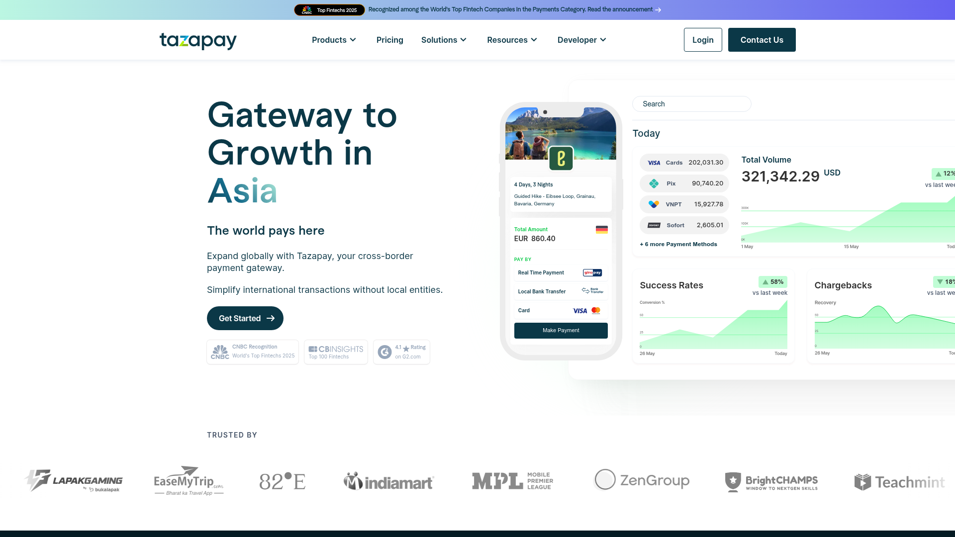 Tazapay website screenshot