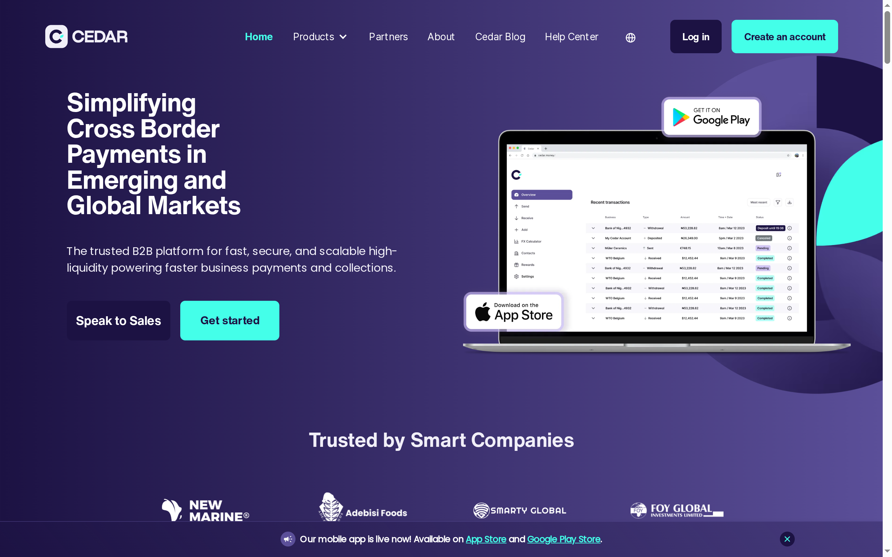 Cedar Money website screenshot