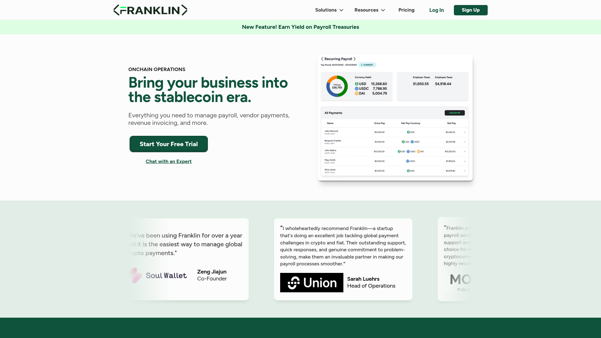 Franklin website screenshot
