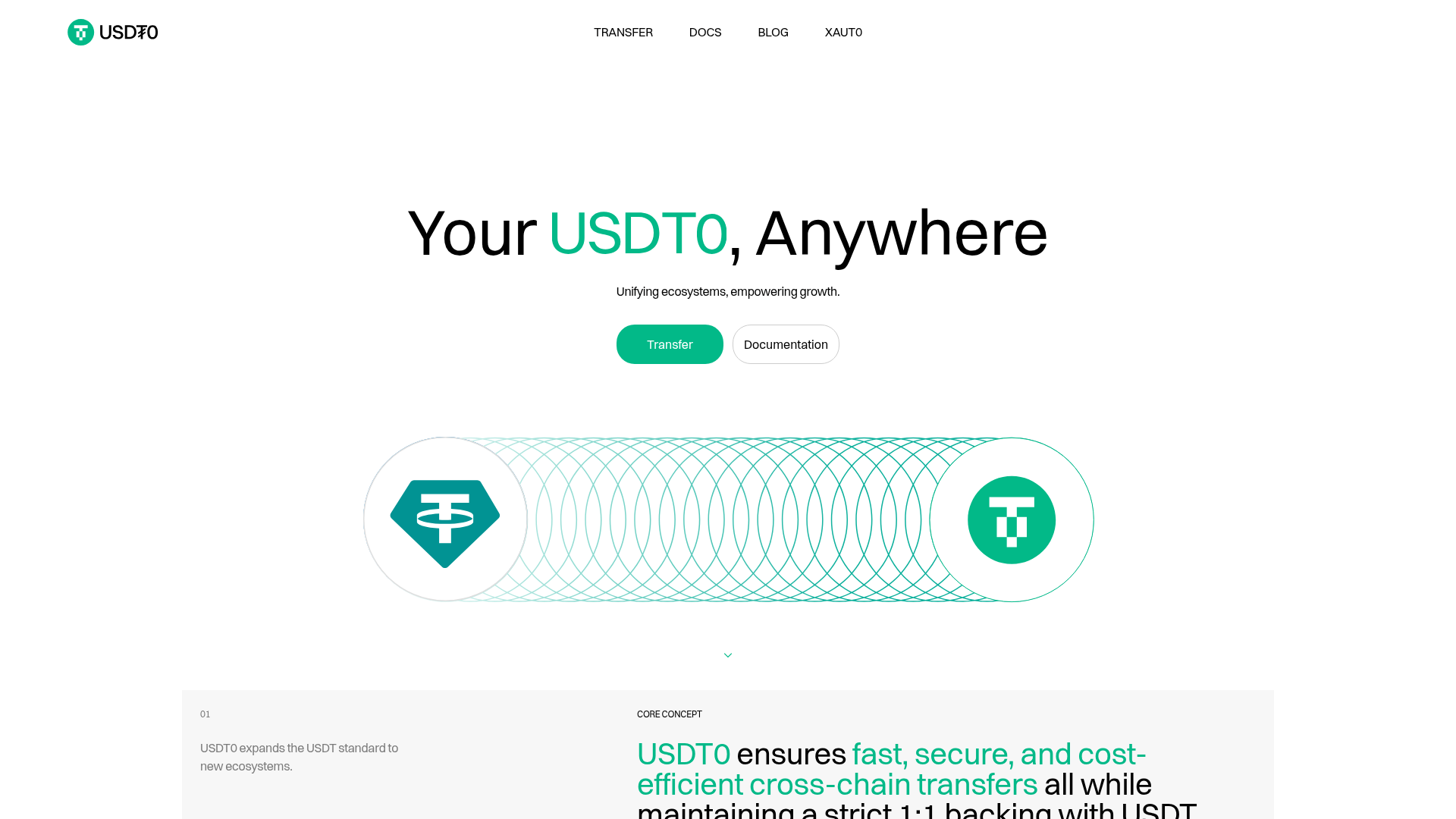 USDT0 website screenshot