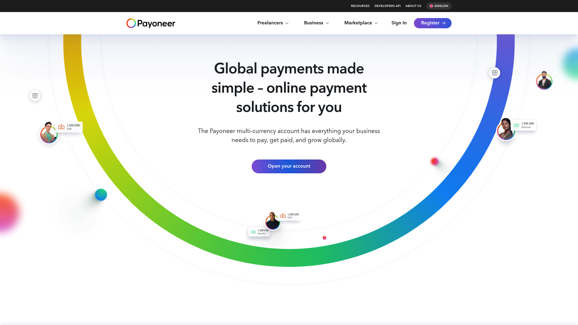 Payoneer website screenshot