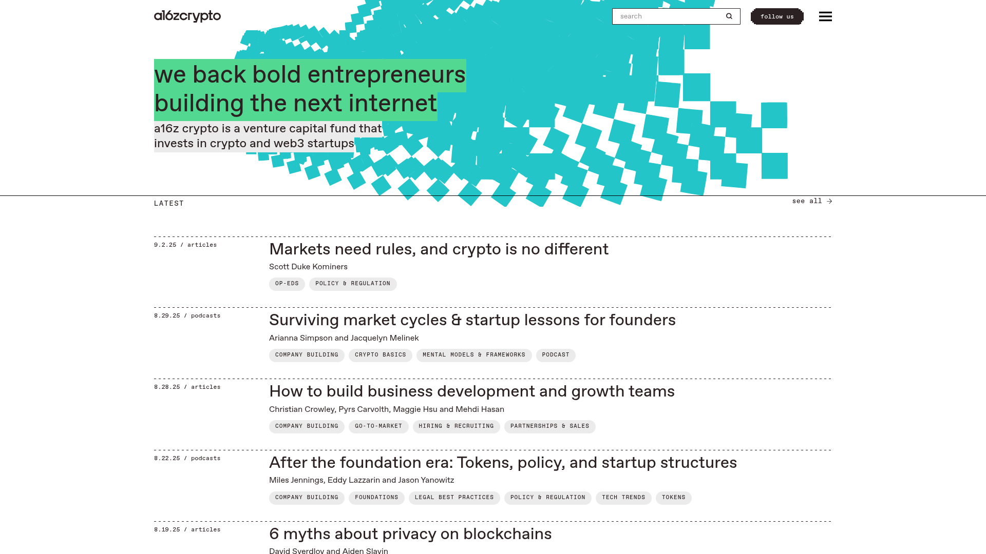a16z Crypto website screenshot