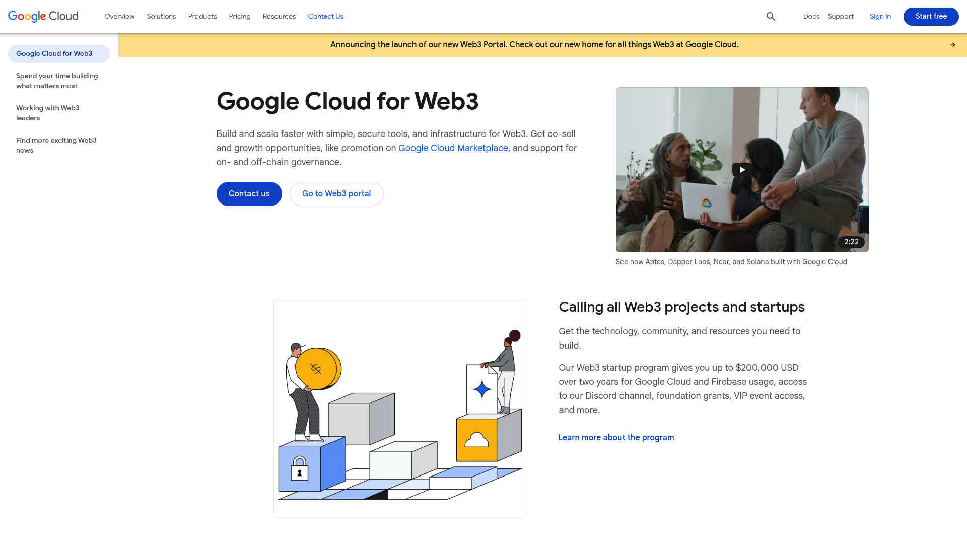 Google Cloud Web3 website screenshot