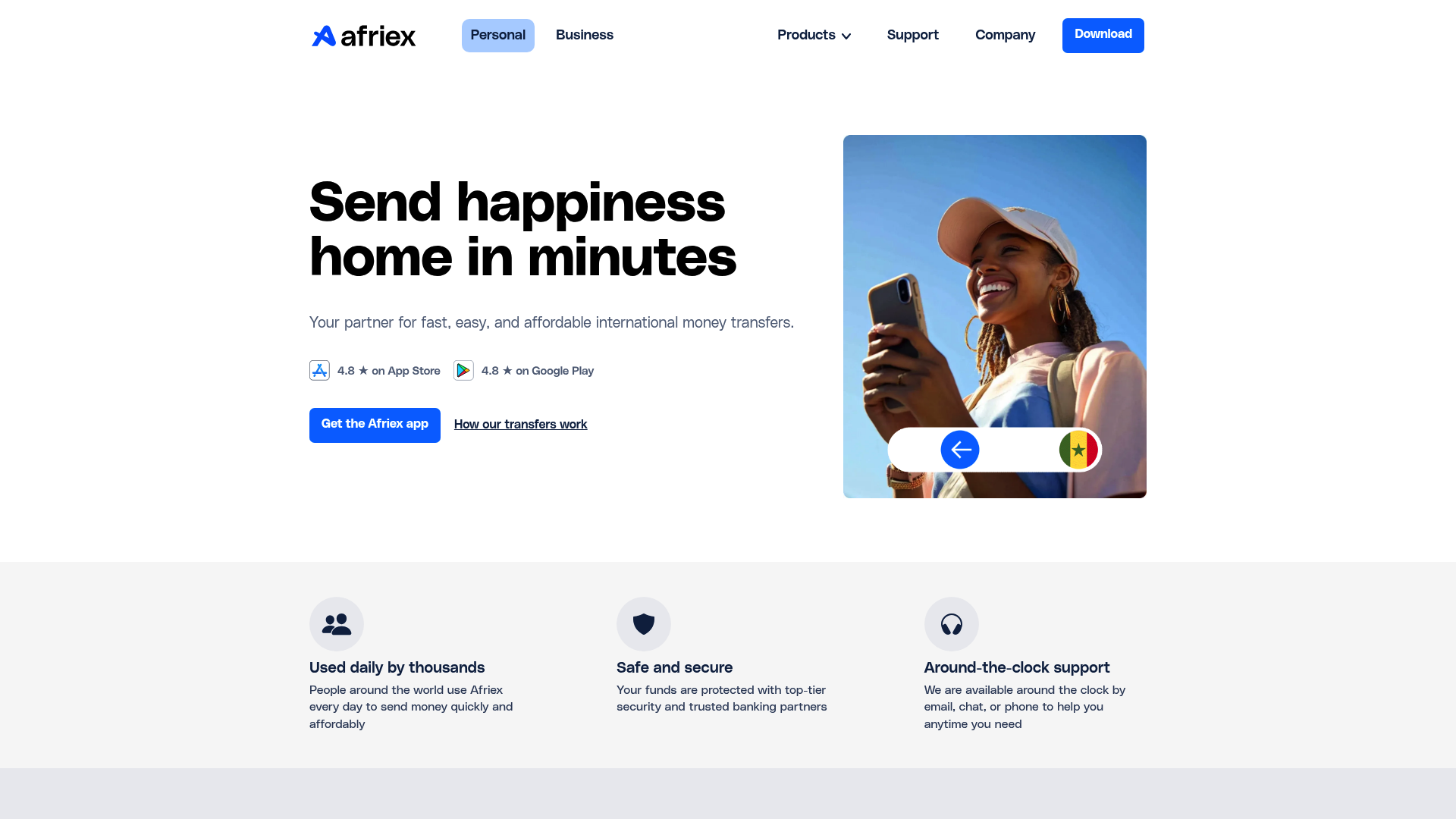 Afriex website screenshot