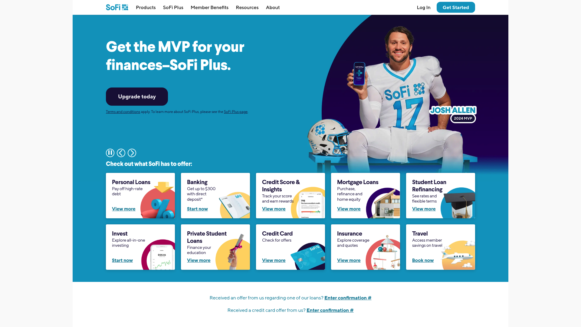 SoFi website screenshot