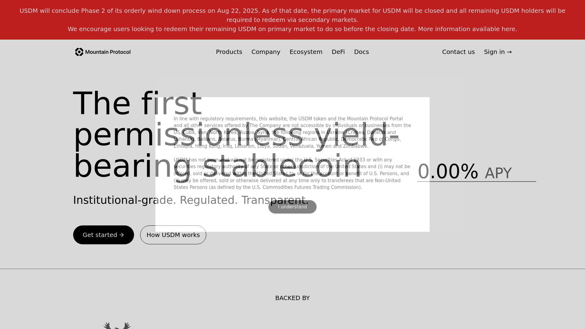 Mountain Protocol website screenshot