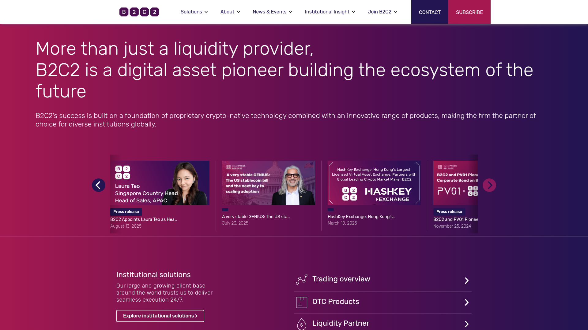 B2C2 website screenshot
