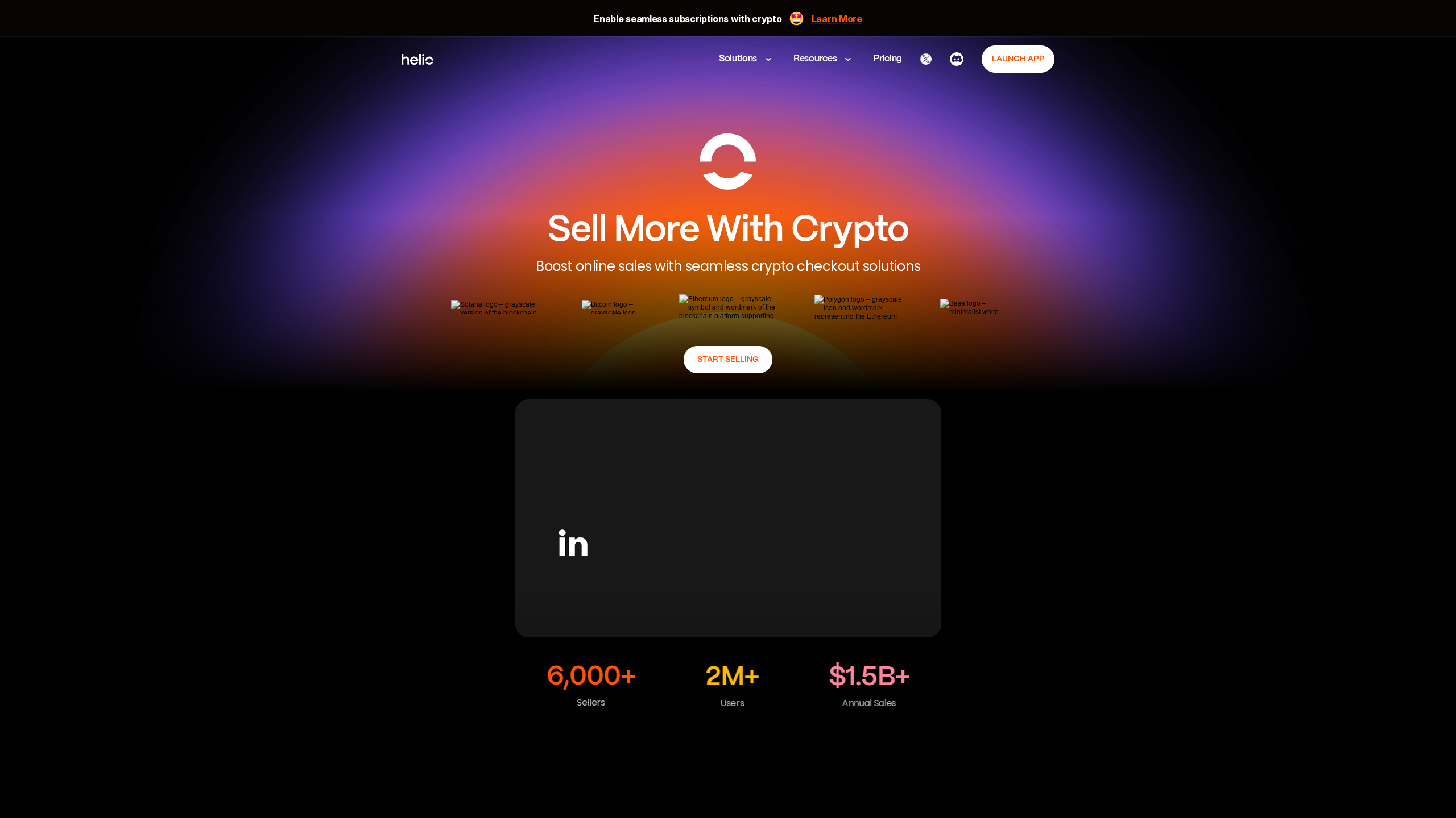 Helio website screenshot