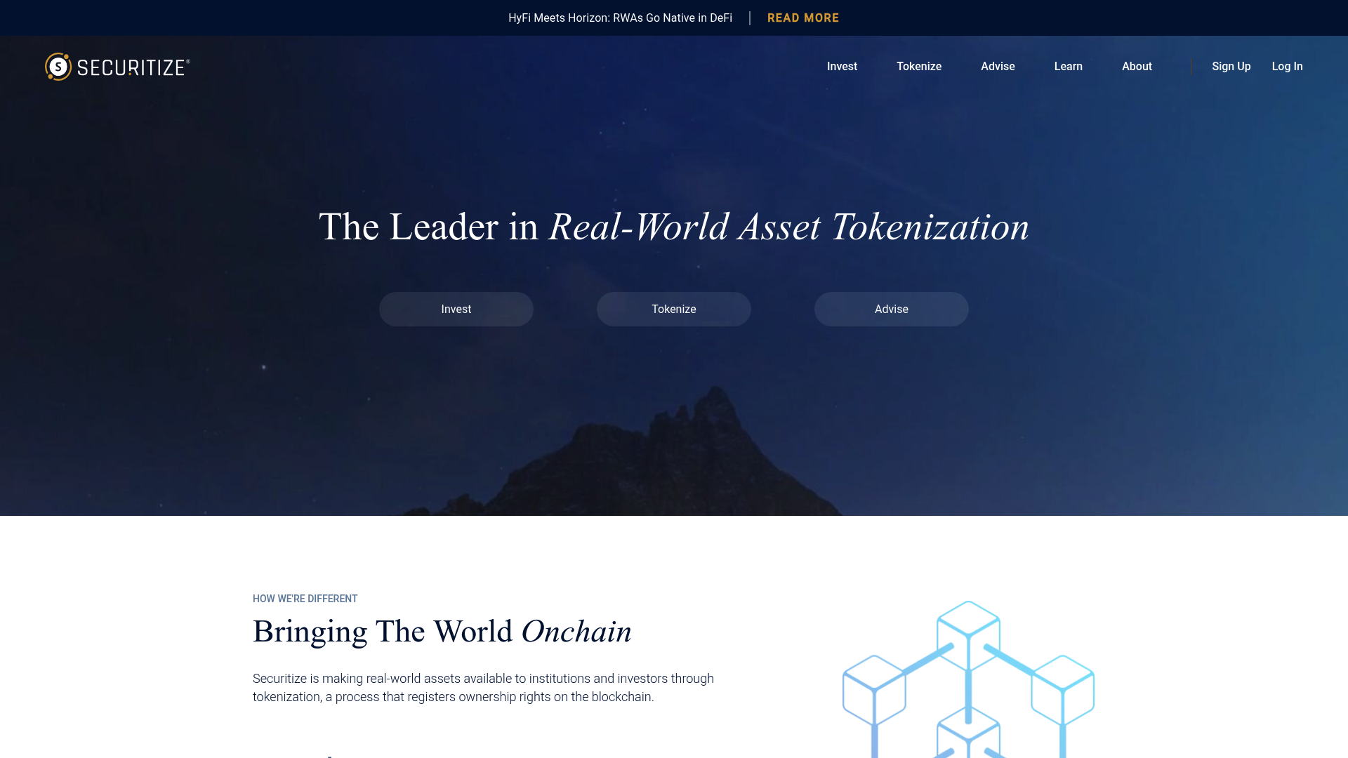 Securitize website screenshot