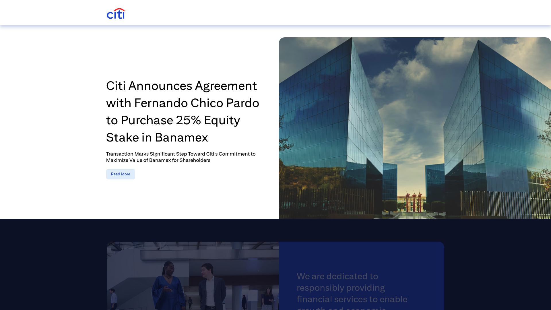 Citi website screenshot