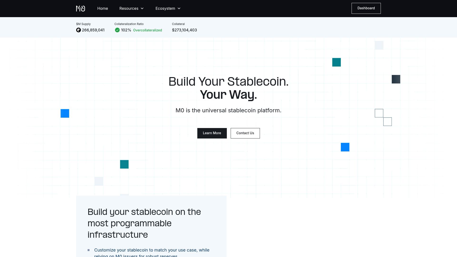 M^0 website screenshot