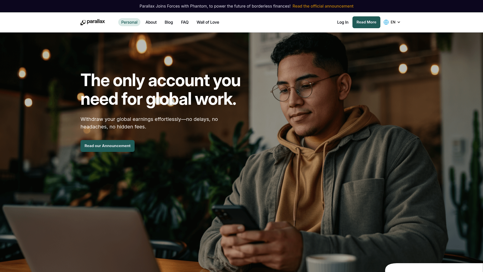 Parallax website screenshot