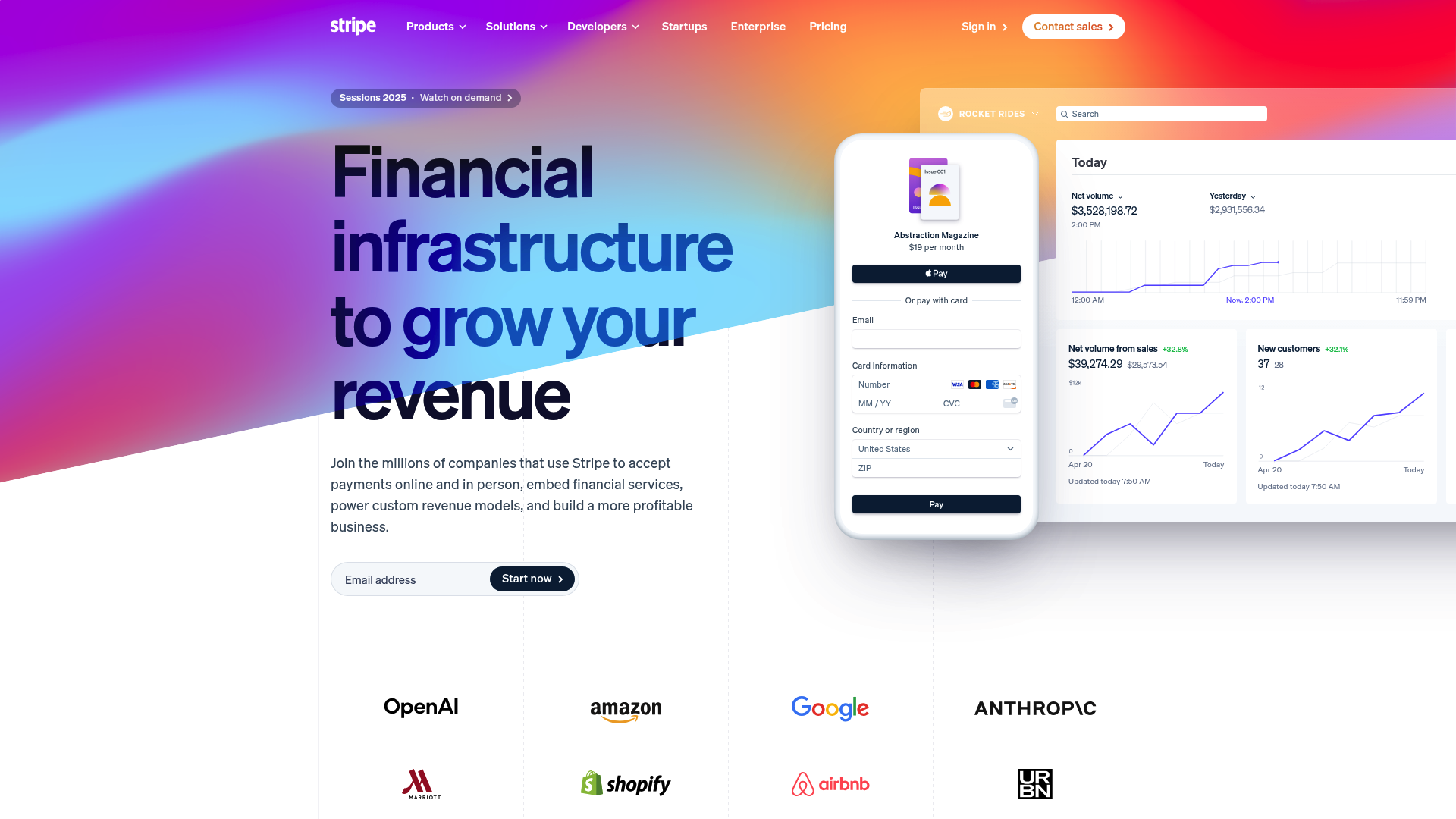 Stripe website screenshot