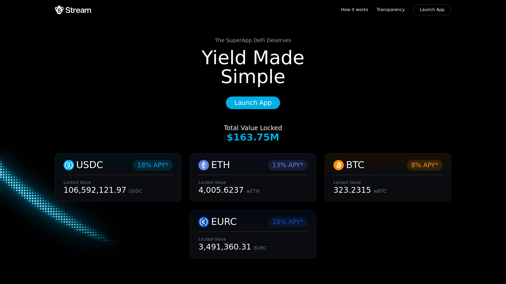 Stream Finance website screenshot