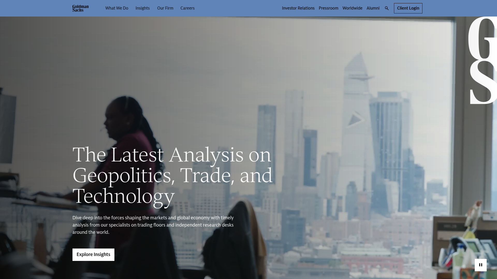 Goldman Sachs website screenshot