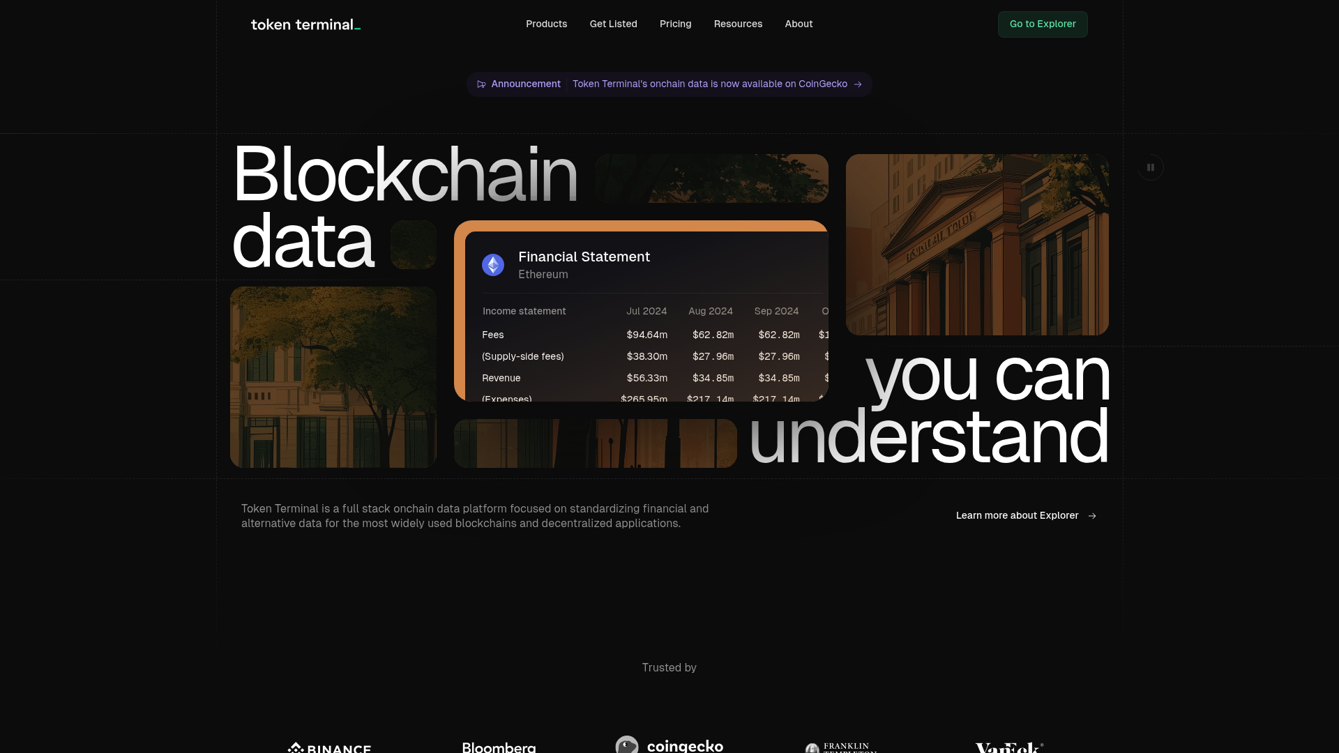 Token Terminal website screenshot