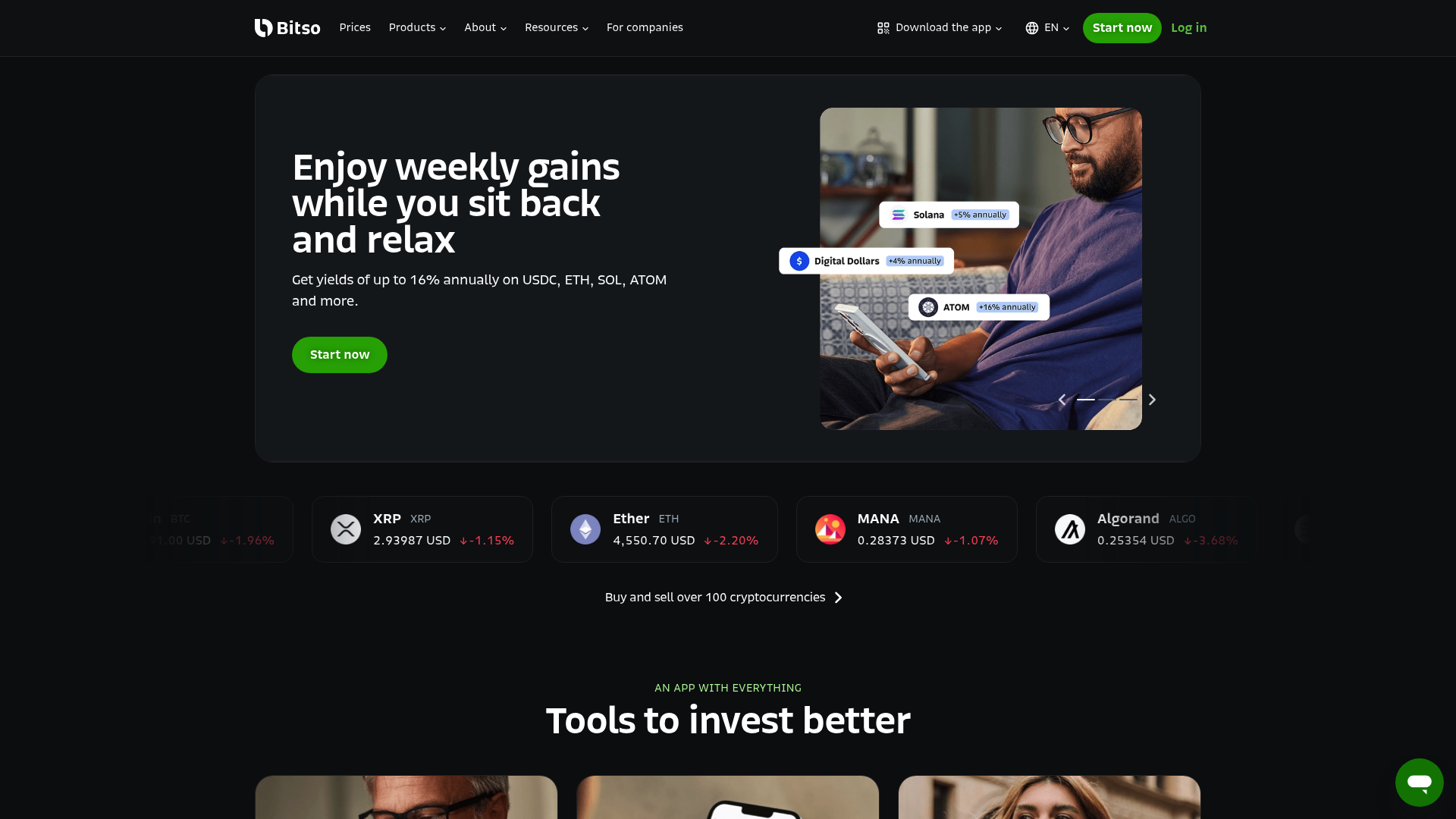 Bitso website screenshot