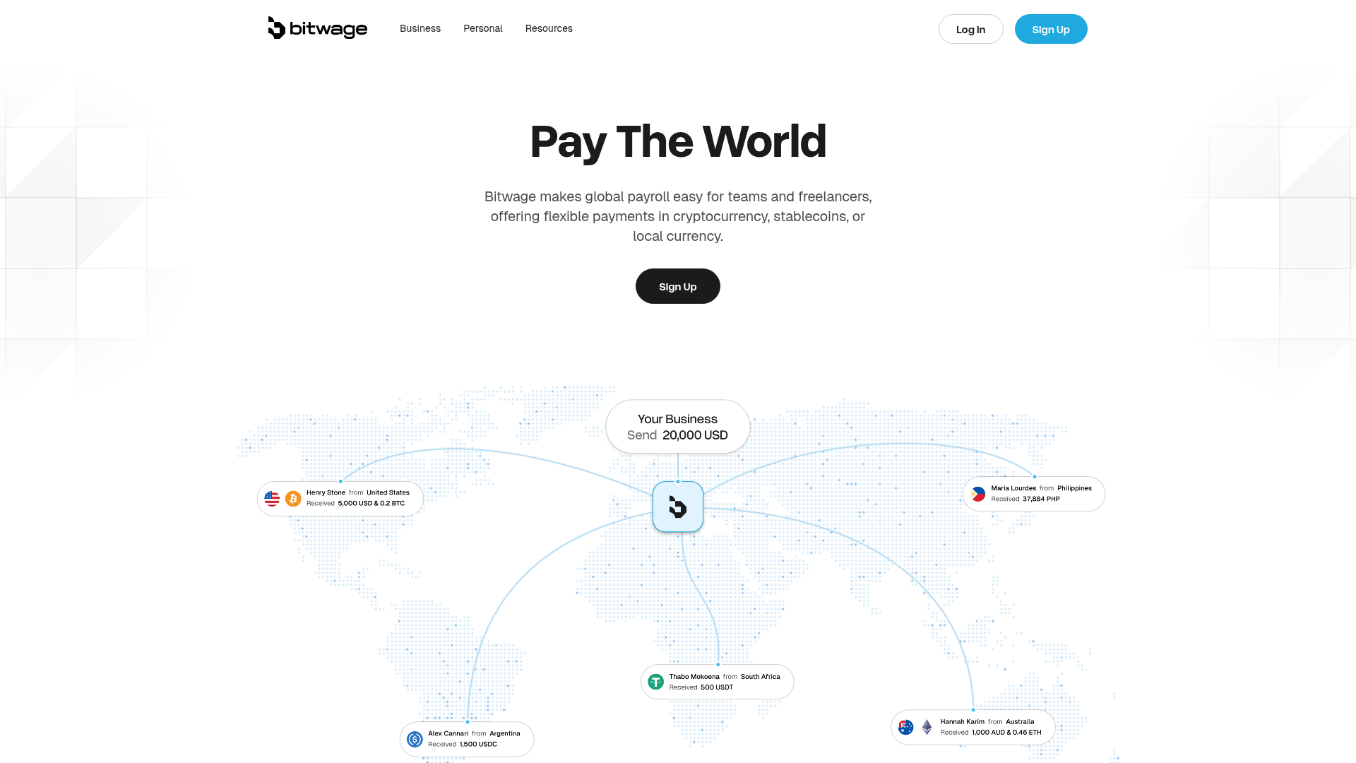 Bitwage website screenshot