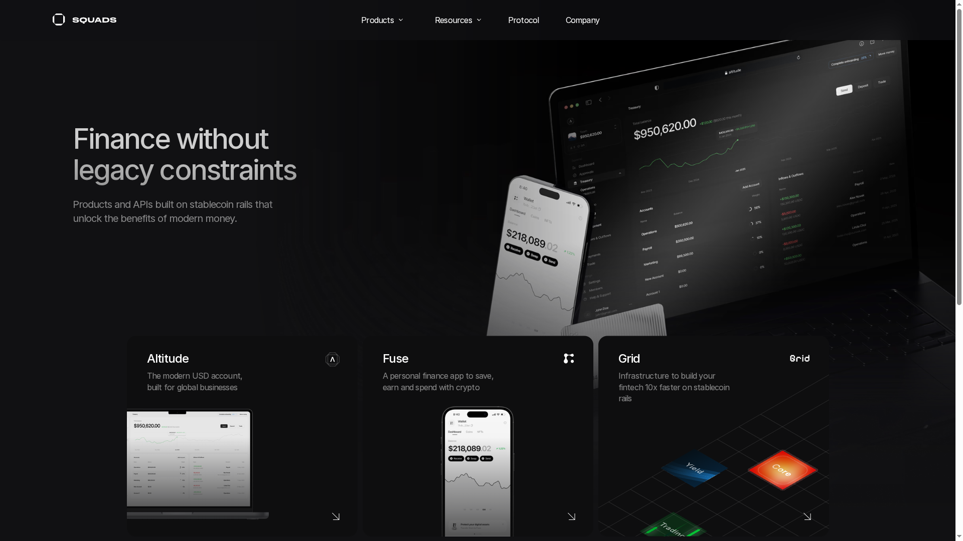 Squads website screenshot