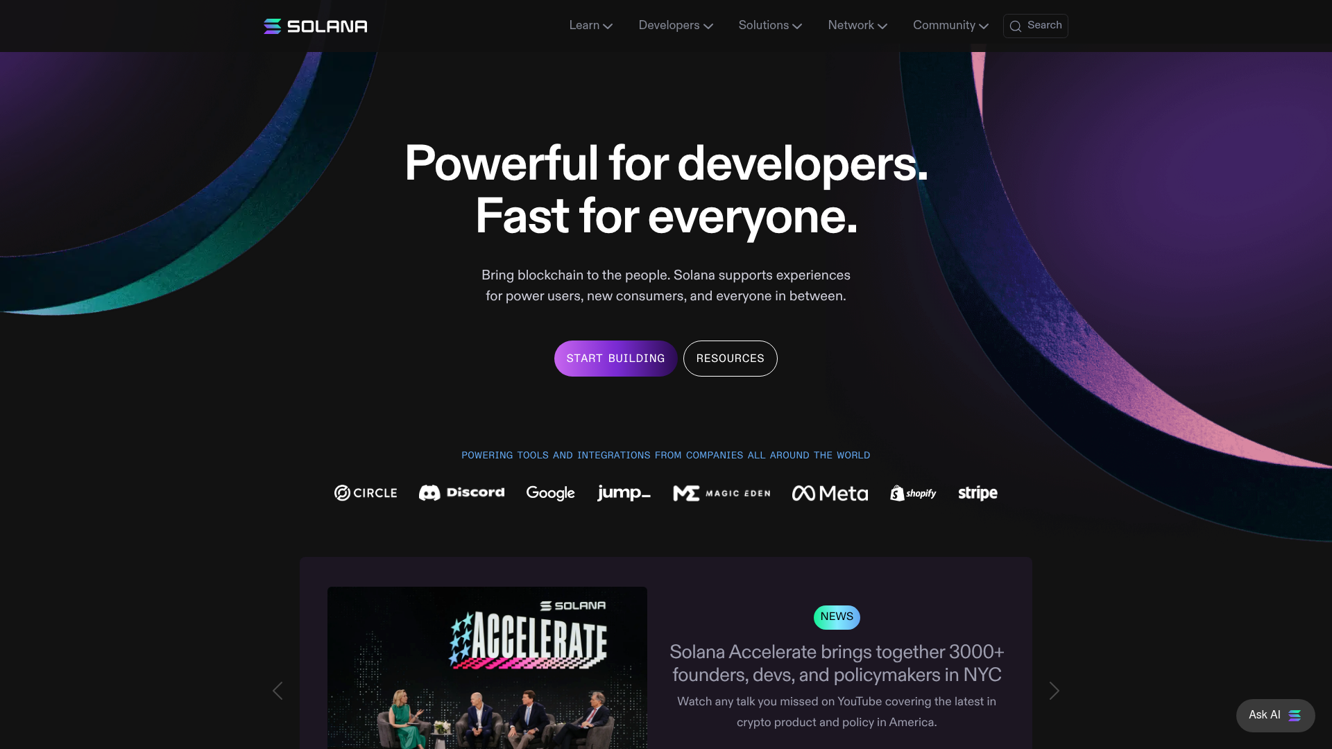 Solana website screenshot