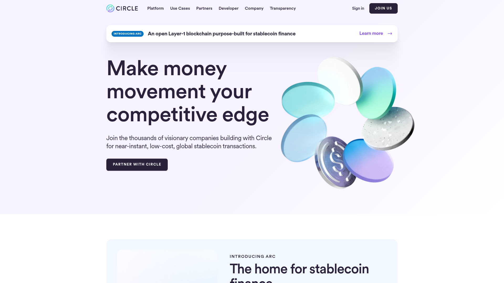 Circle website screenshot