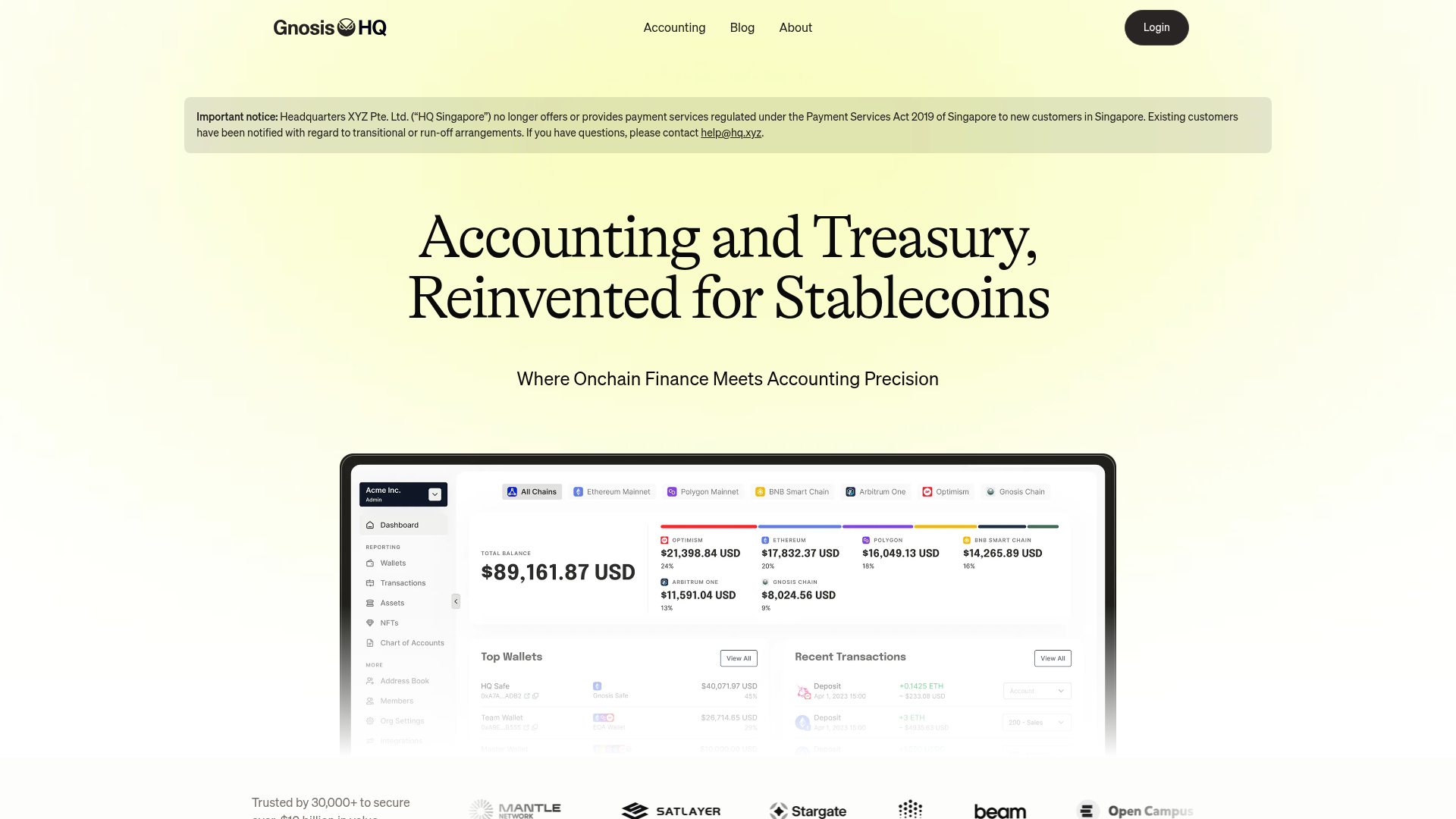 Headquarters website screenshot