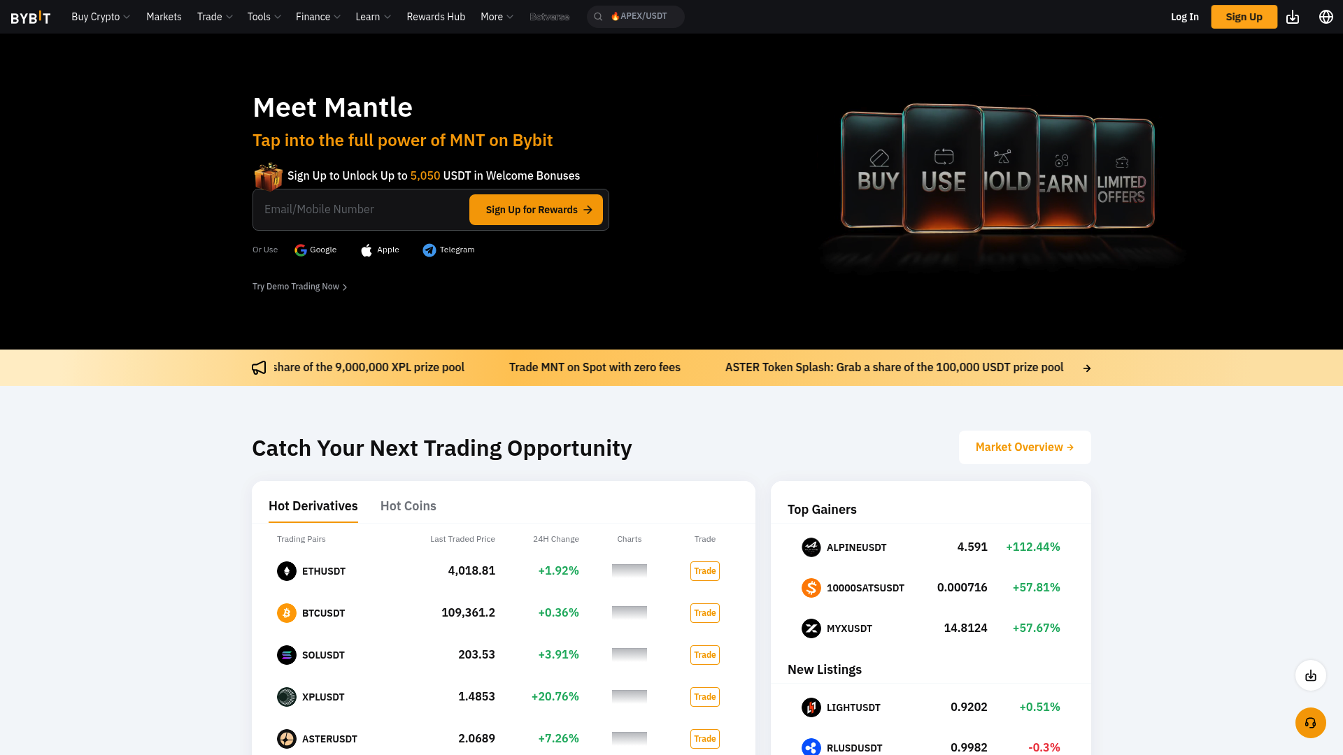 ByBit website screenshot