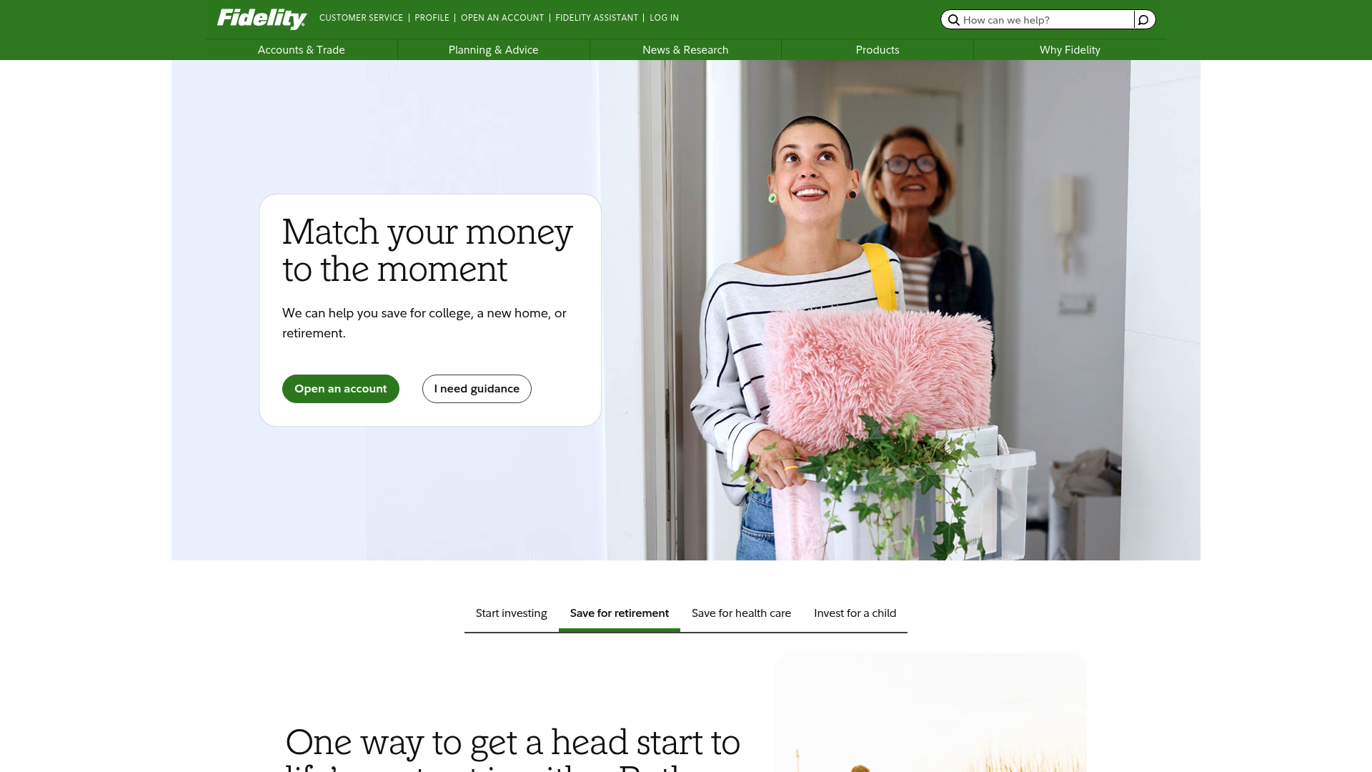Fidelity website screenshot