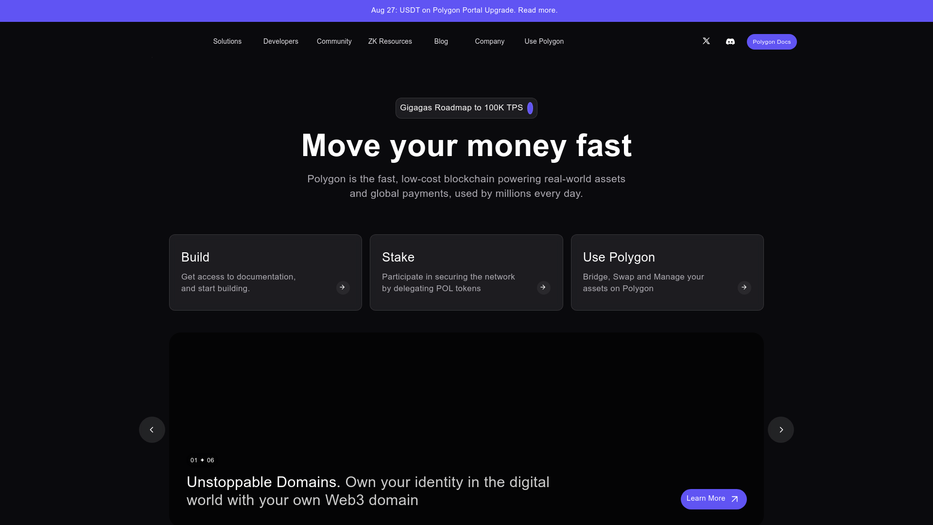 Polygon website screenshot