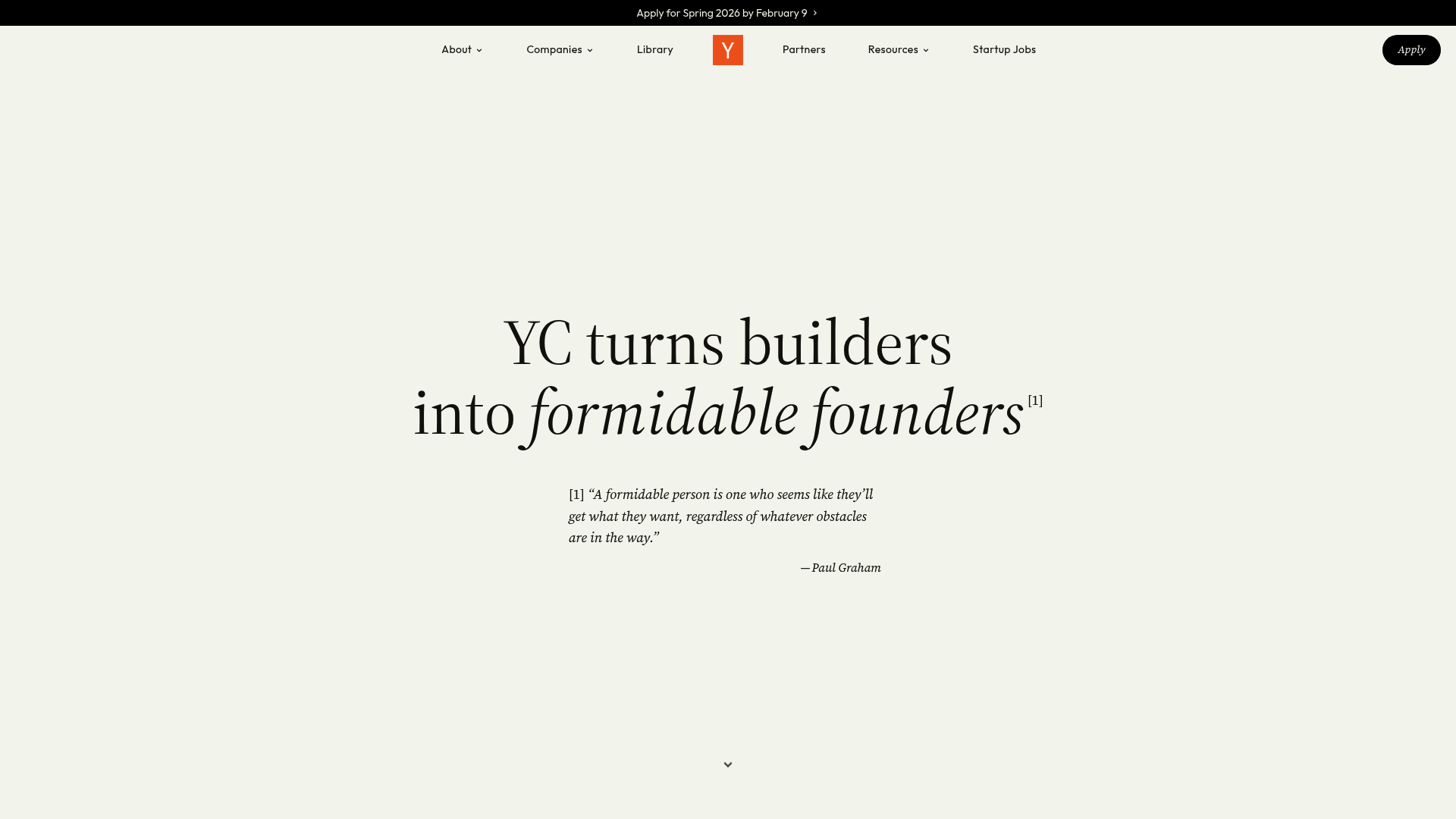 Y Combinator website screenshot