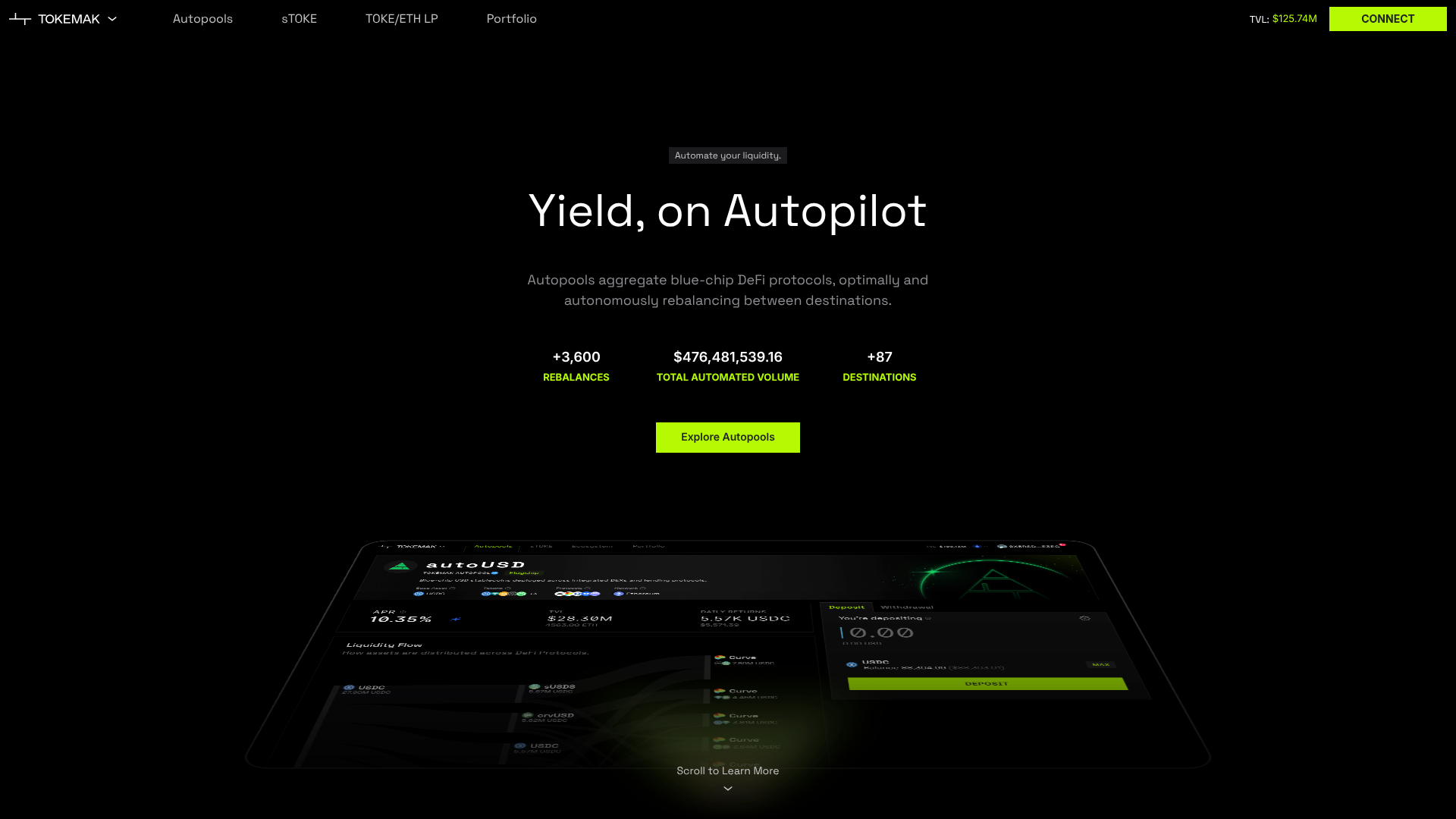 Tokemak website screenshot