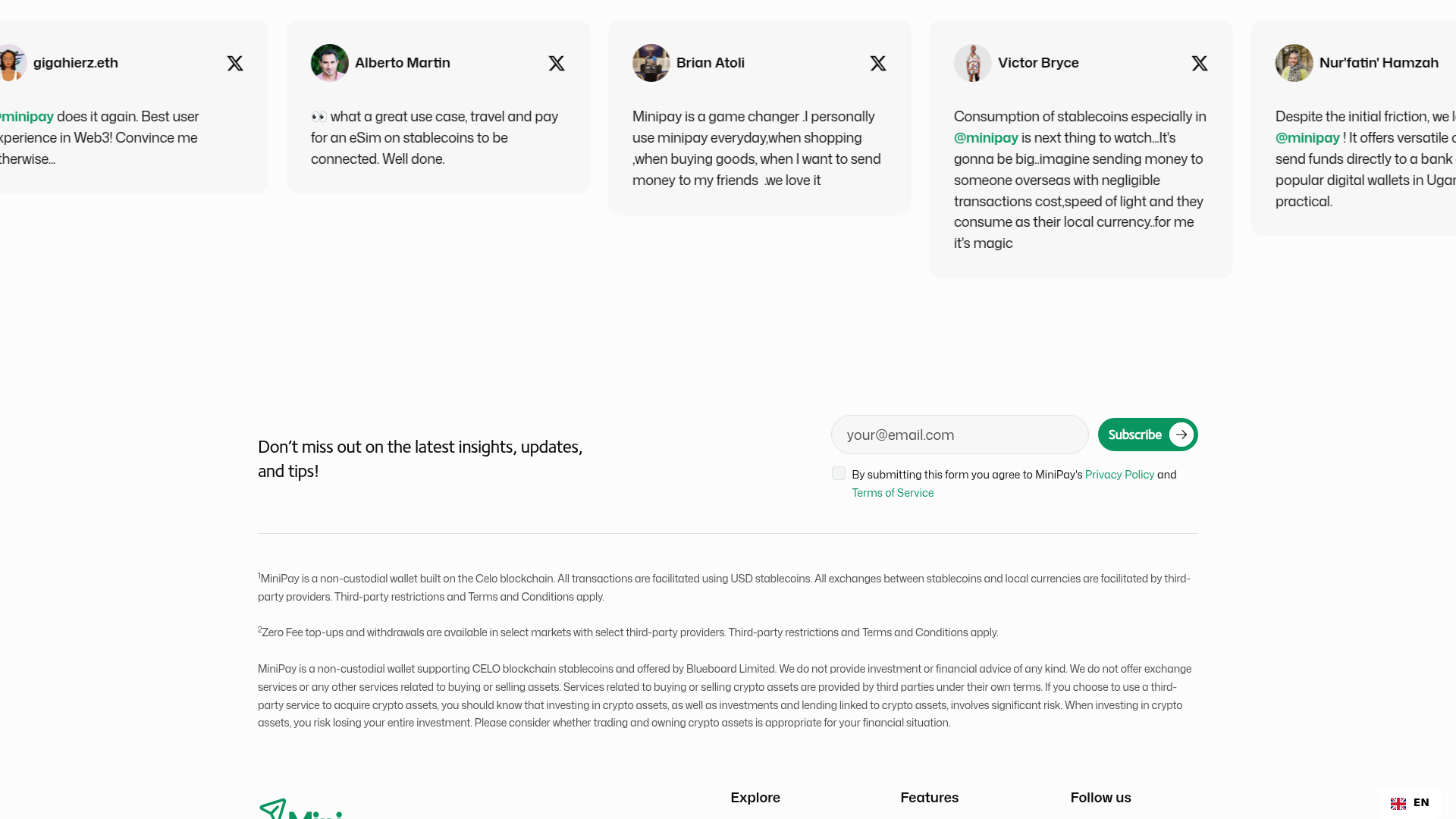 MiniPay website screenshot