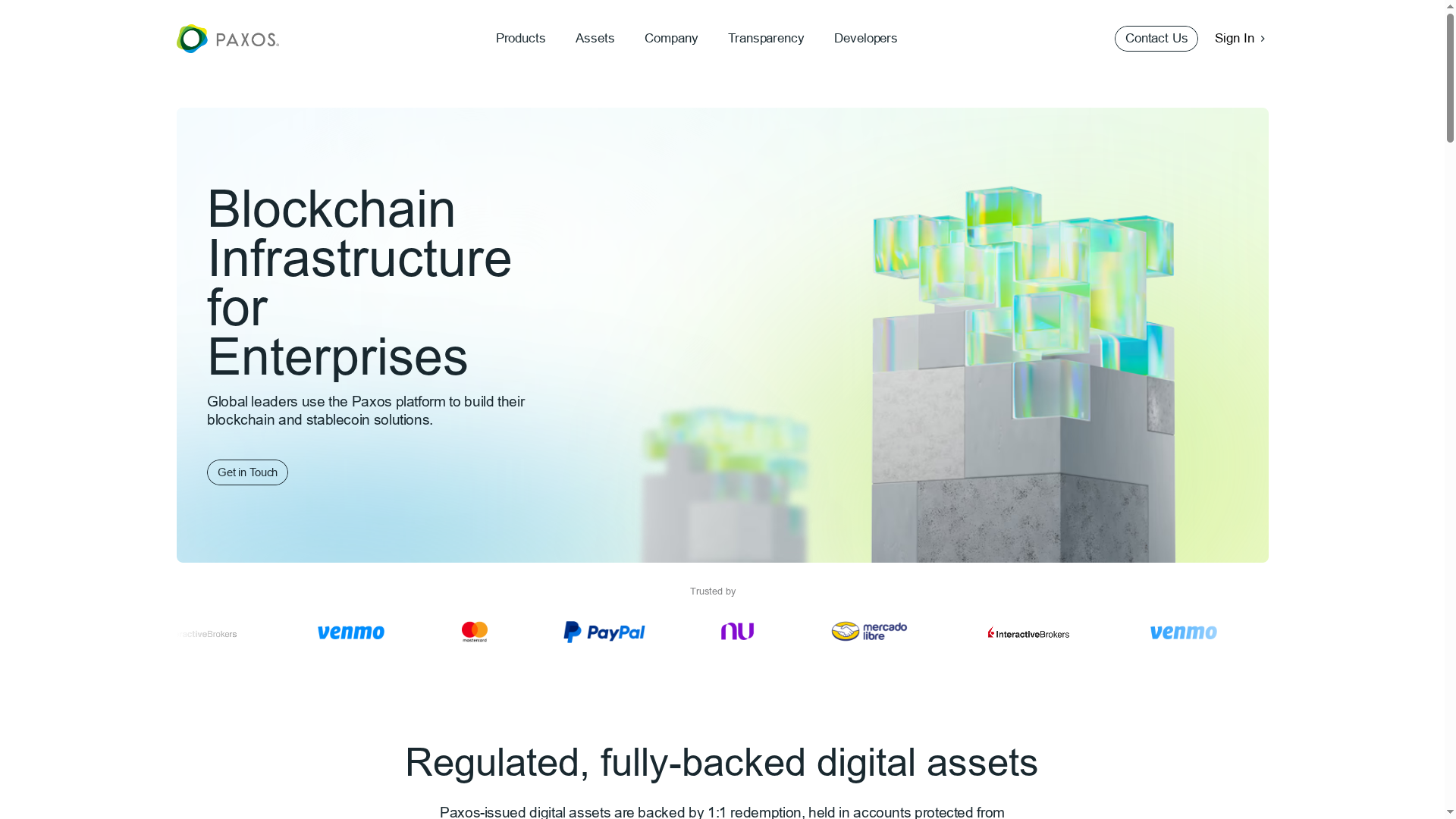 Paxos website screenshot