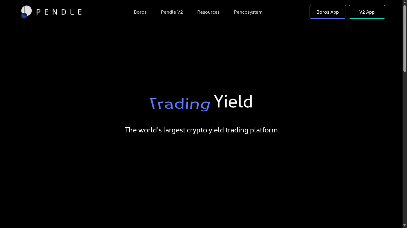 Pendle Finance website screenshot