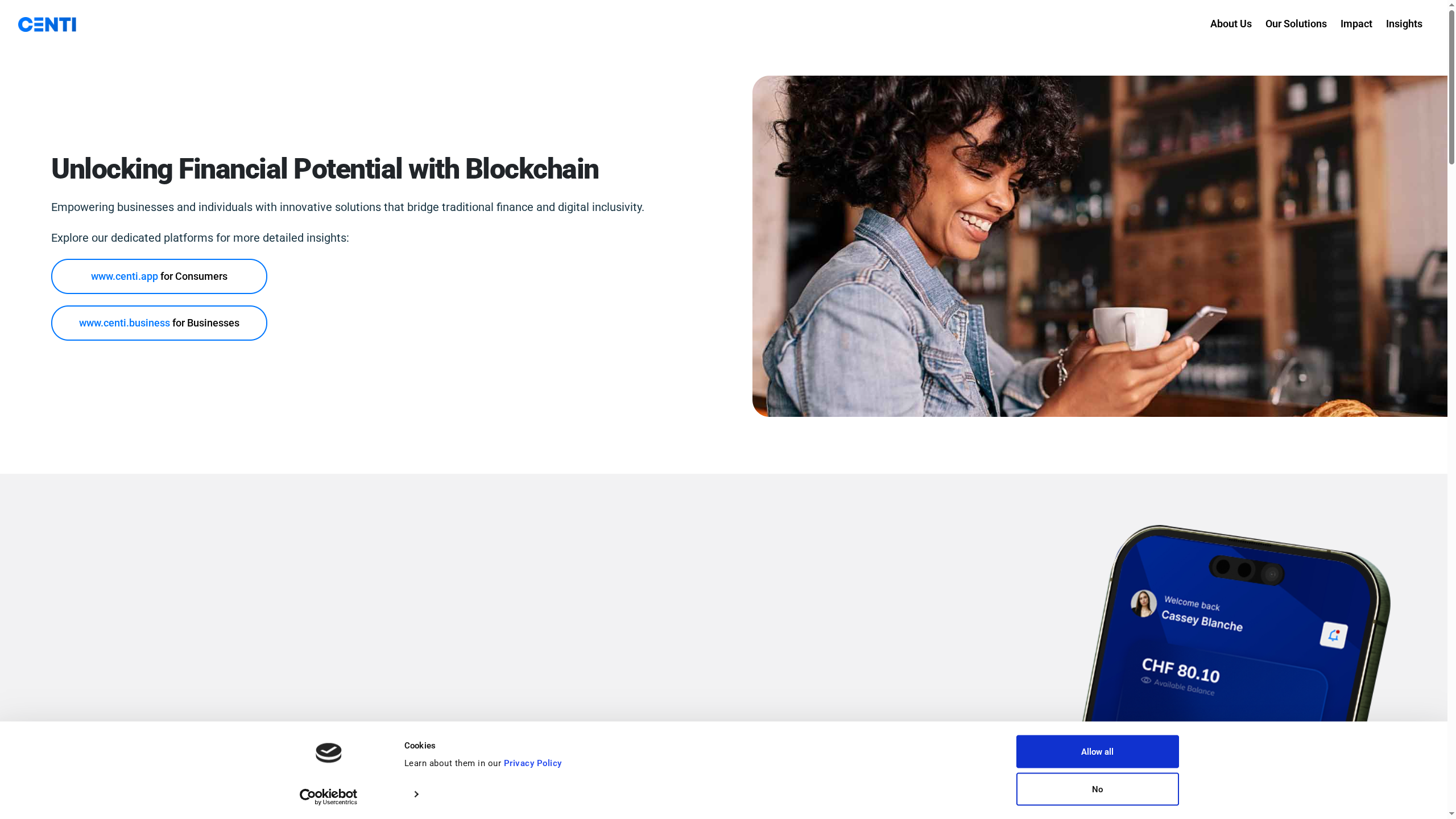 Centi website screenshot