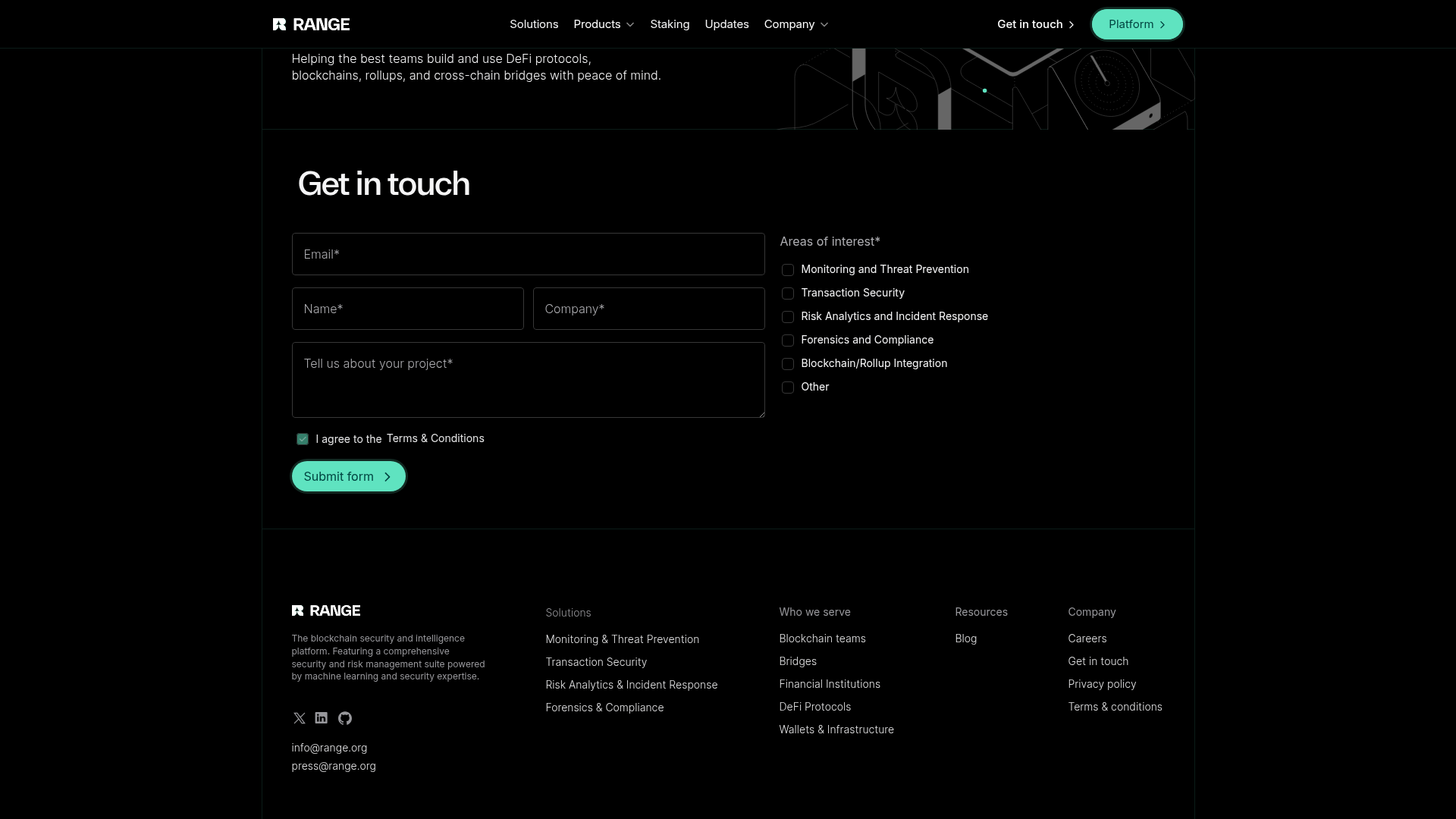 Range website screenshot