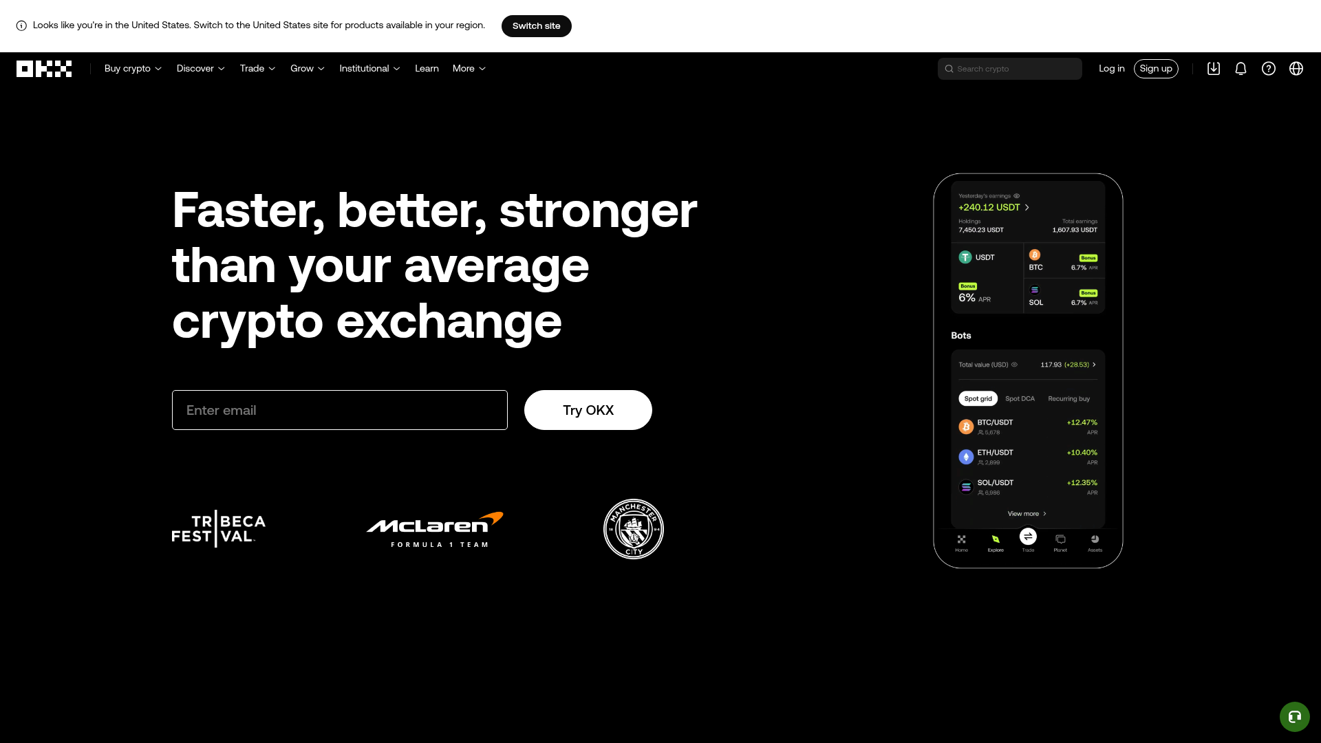 OKX website screenshot